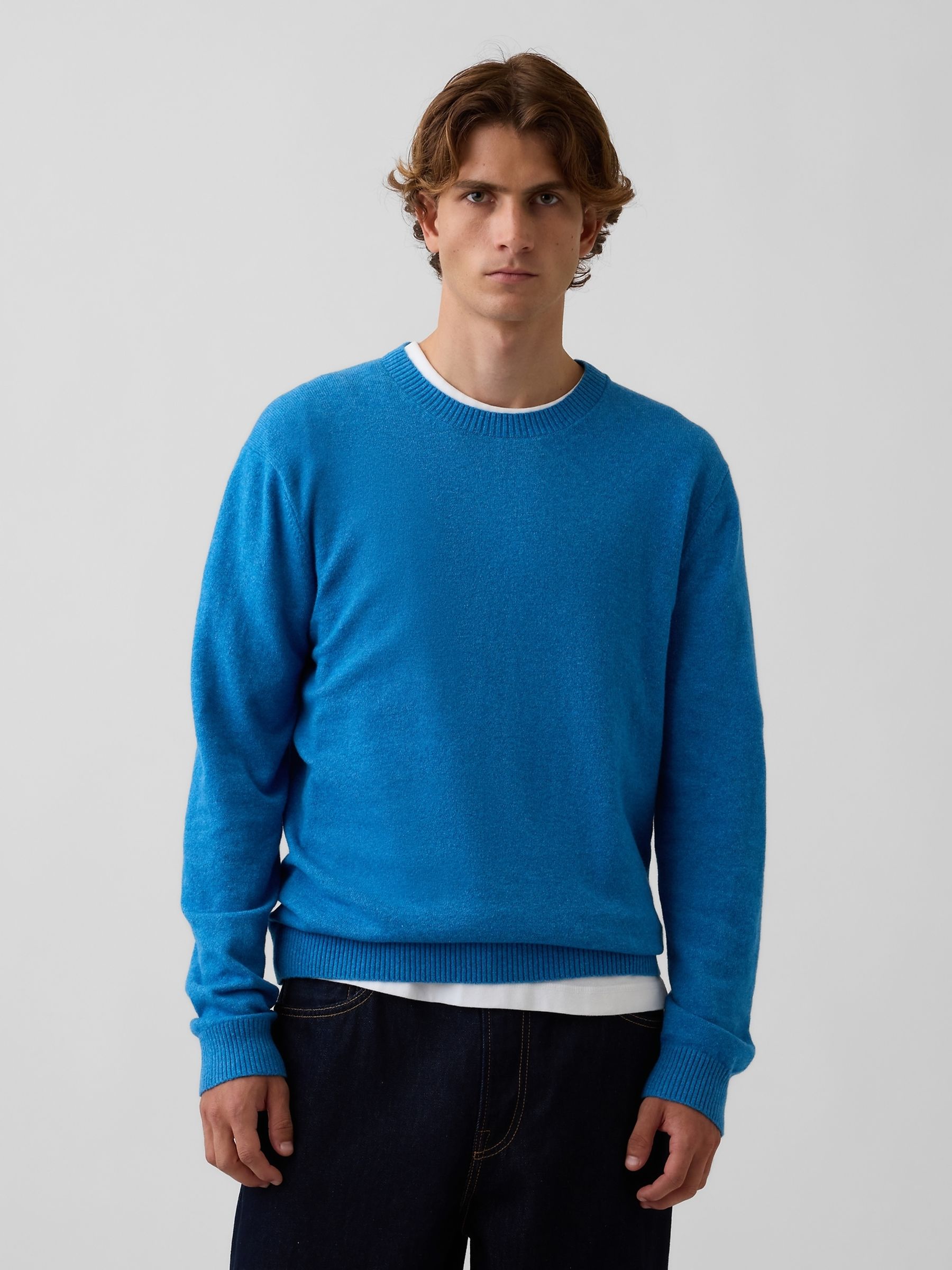 Bright Blue CashSoft Crew Jumper - Image 1 of 4 Bright Blue CashSoft Crew Jumper - Image 1 of 4