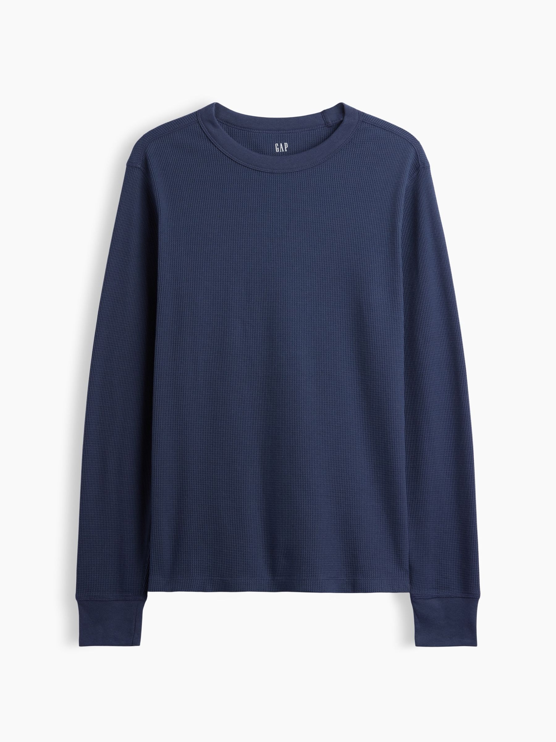Navy Waffle Knit Long Sleeve T-Shirt - Image 4 of 5