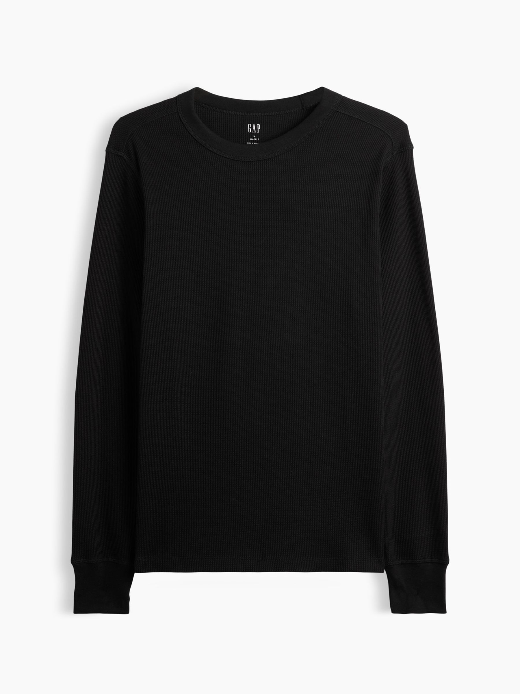 Black Waffle Knit Long Sleeve T-Shirt - Image 4 of 5
