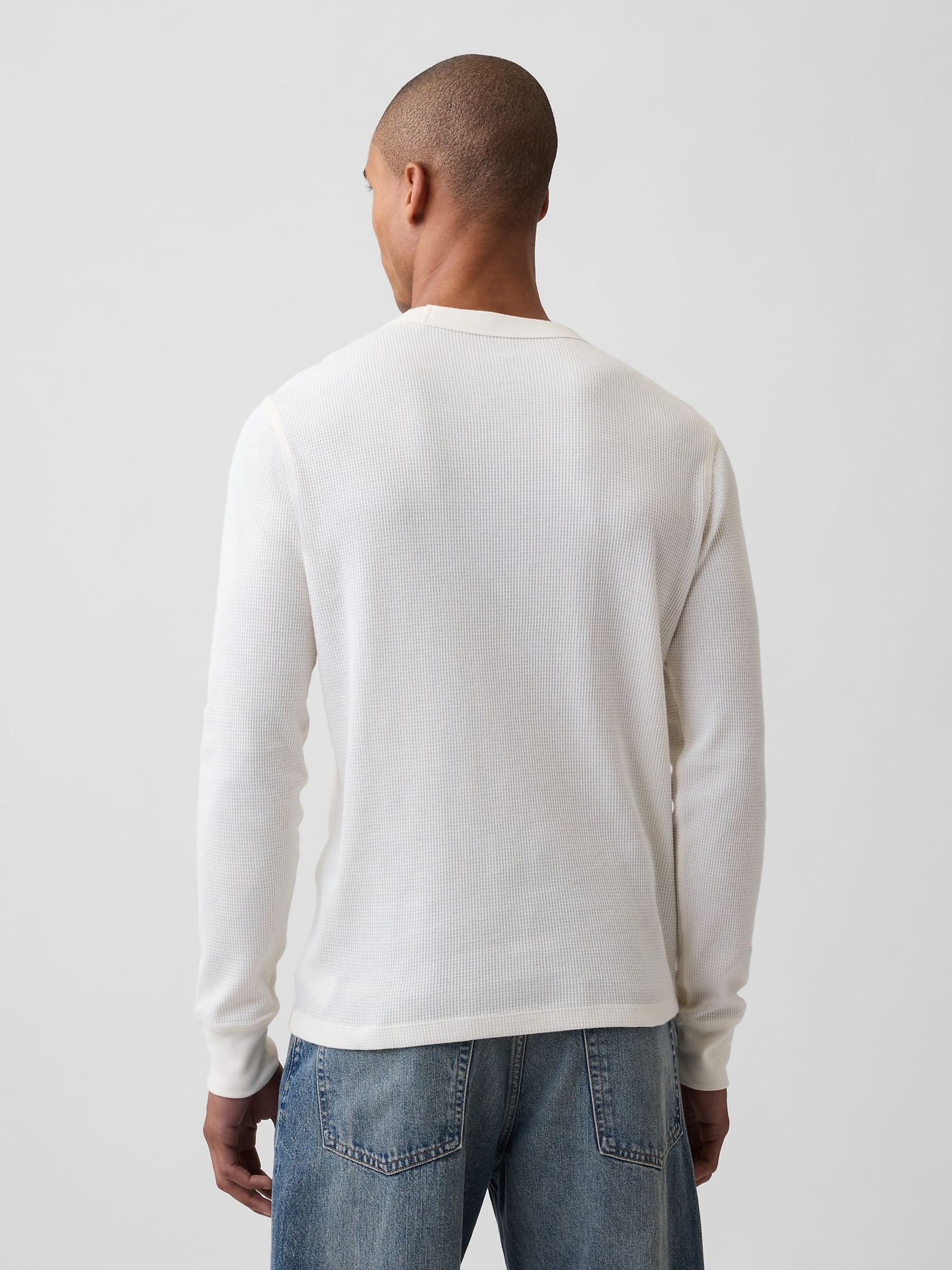 Cream Waffle Knit Long Sleeve T-Shirt - Image 2 of 5