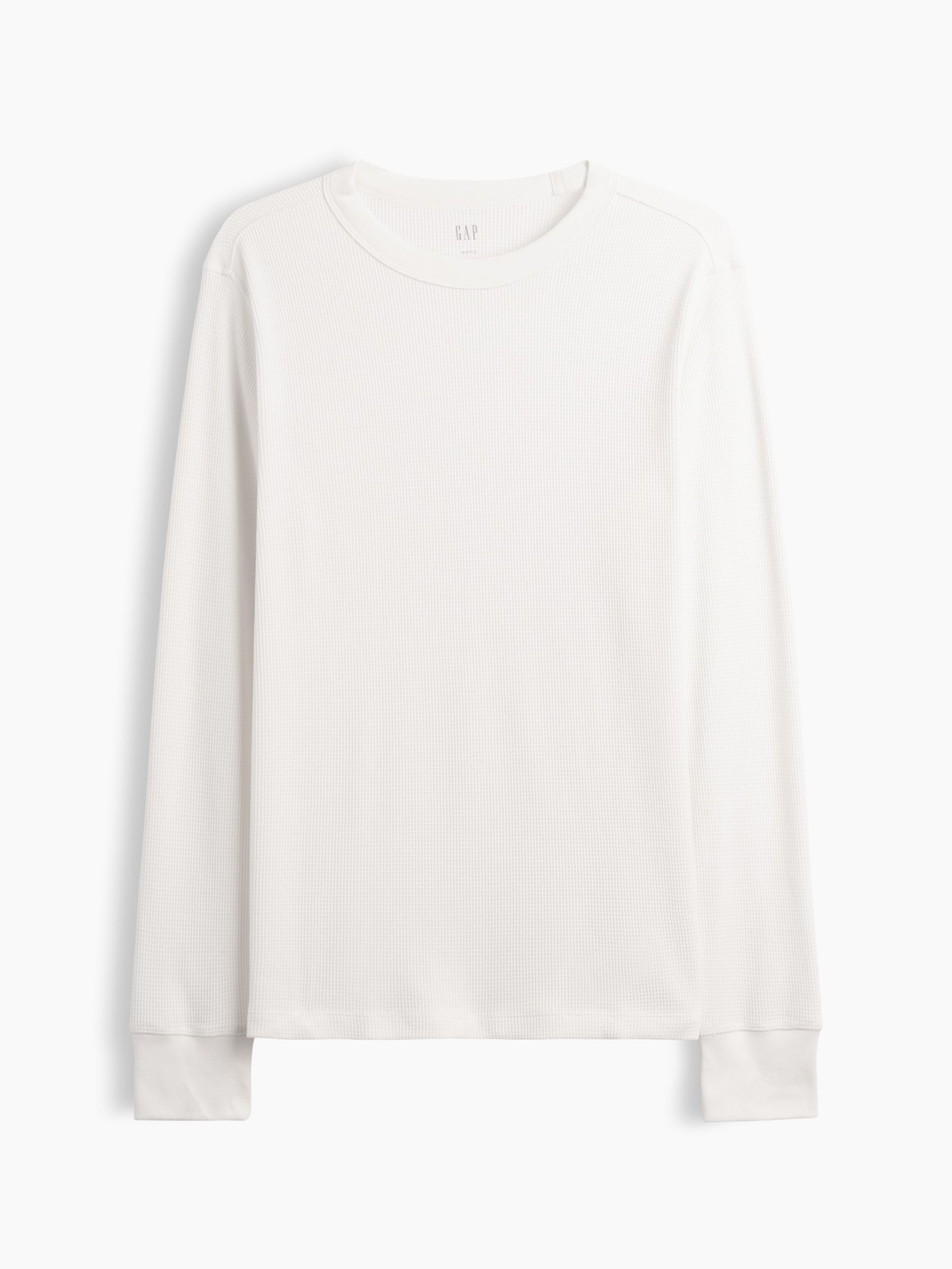 Cream Waffle Knit Long Sleeve T-Shirt - Image 4 of 5