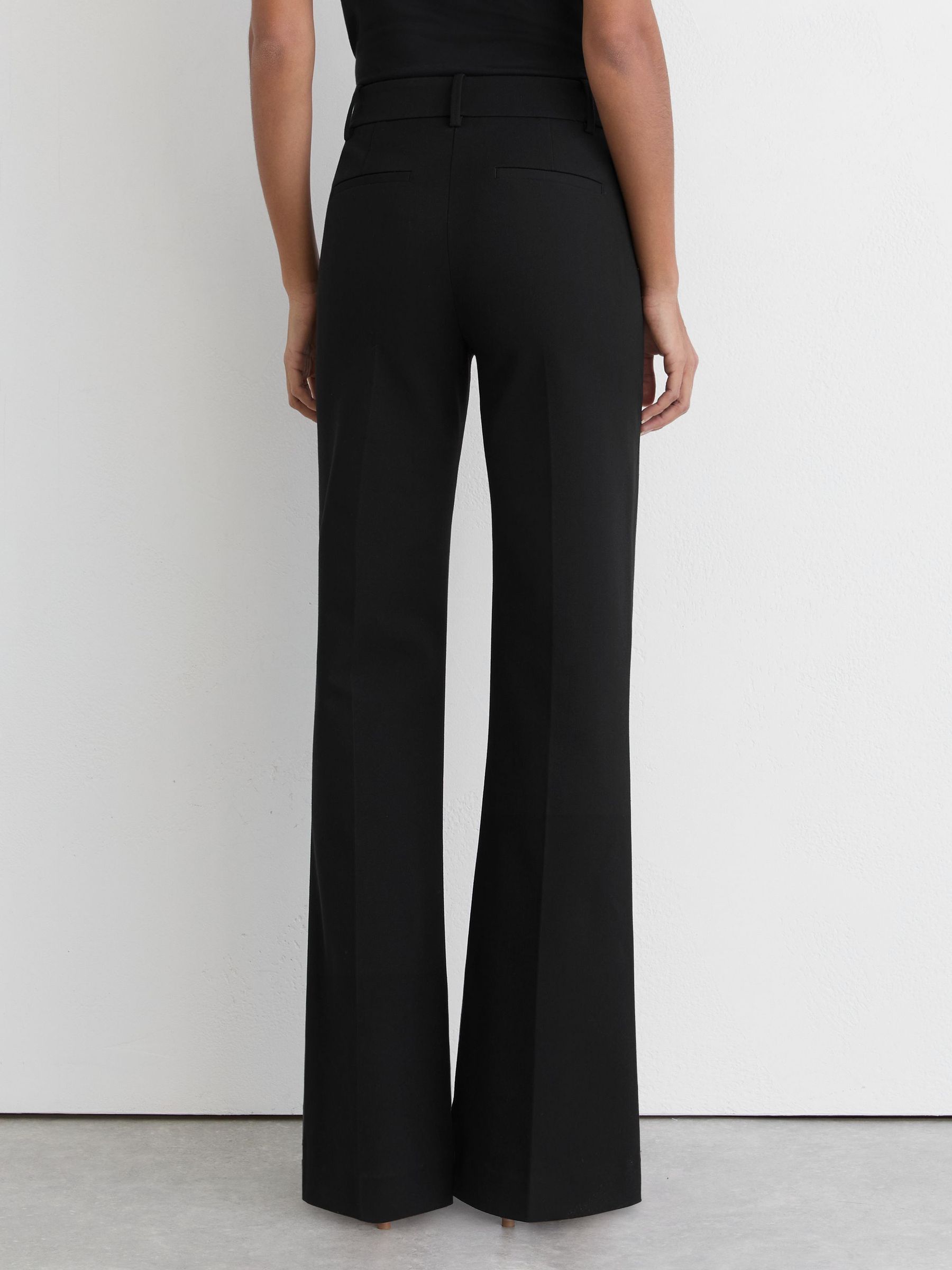 Reiss High Rise Flared Trousers in Black | REISS