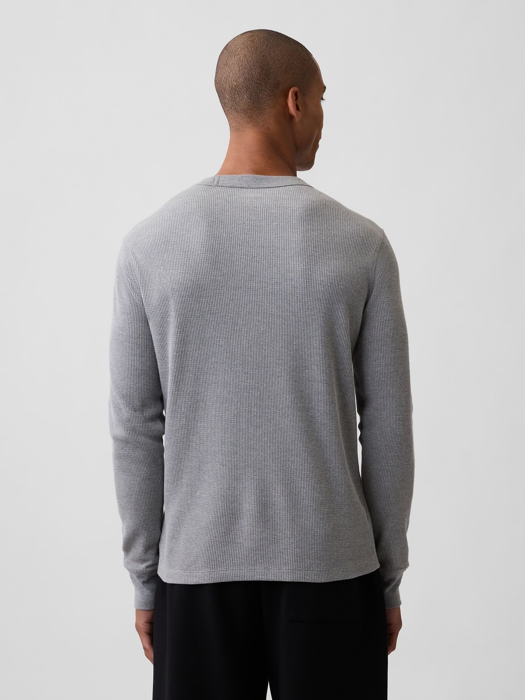 Grey Waffle Knit Long Sleeve T-Shirt - Image 2 of 5