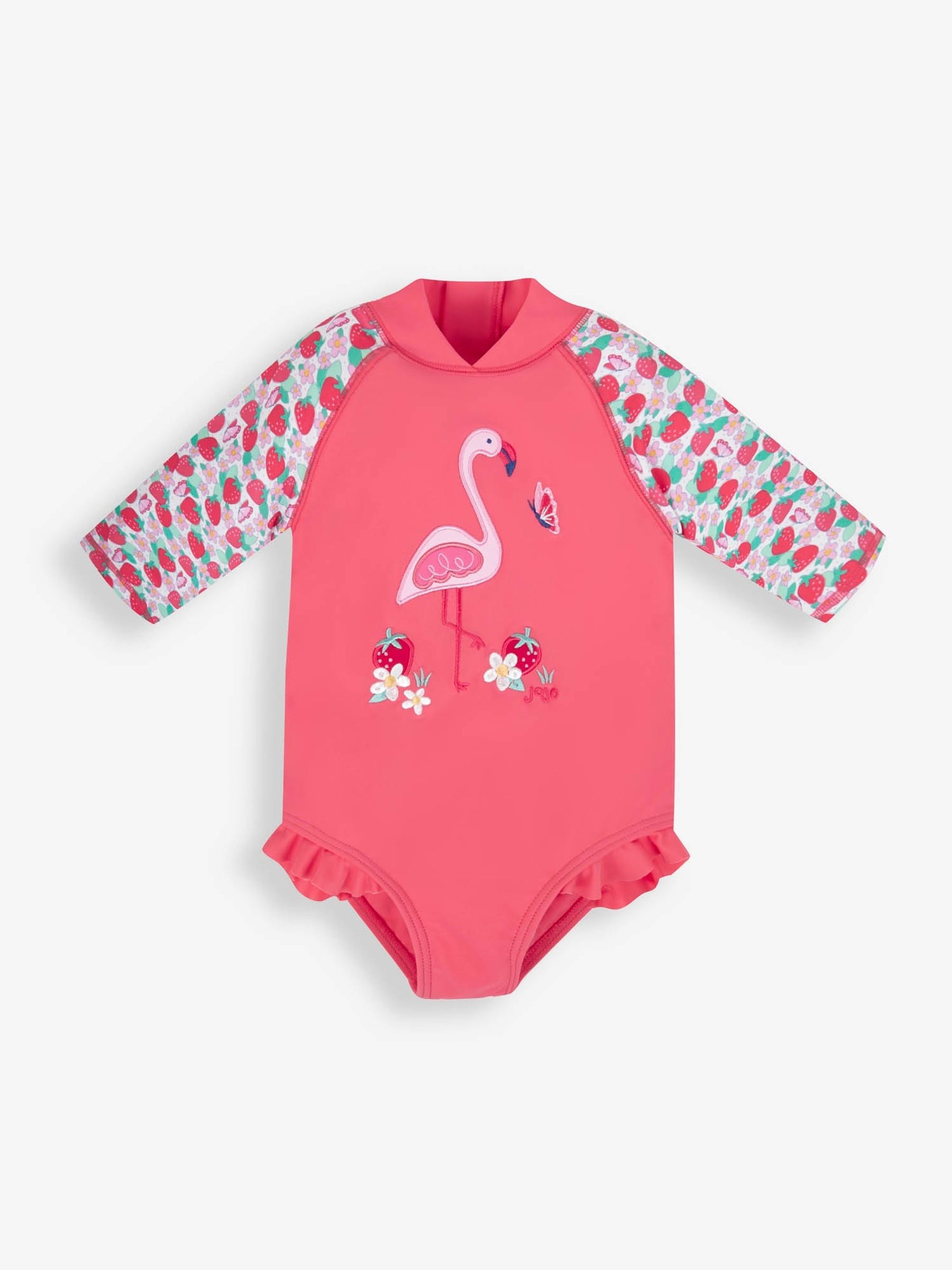 Pink Girls' Flamingo UPF 50 Long Sleeve Swimsuit - Image 4 of 6