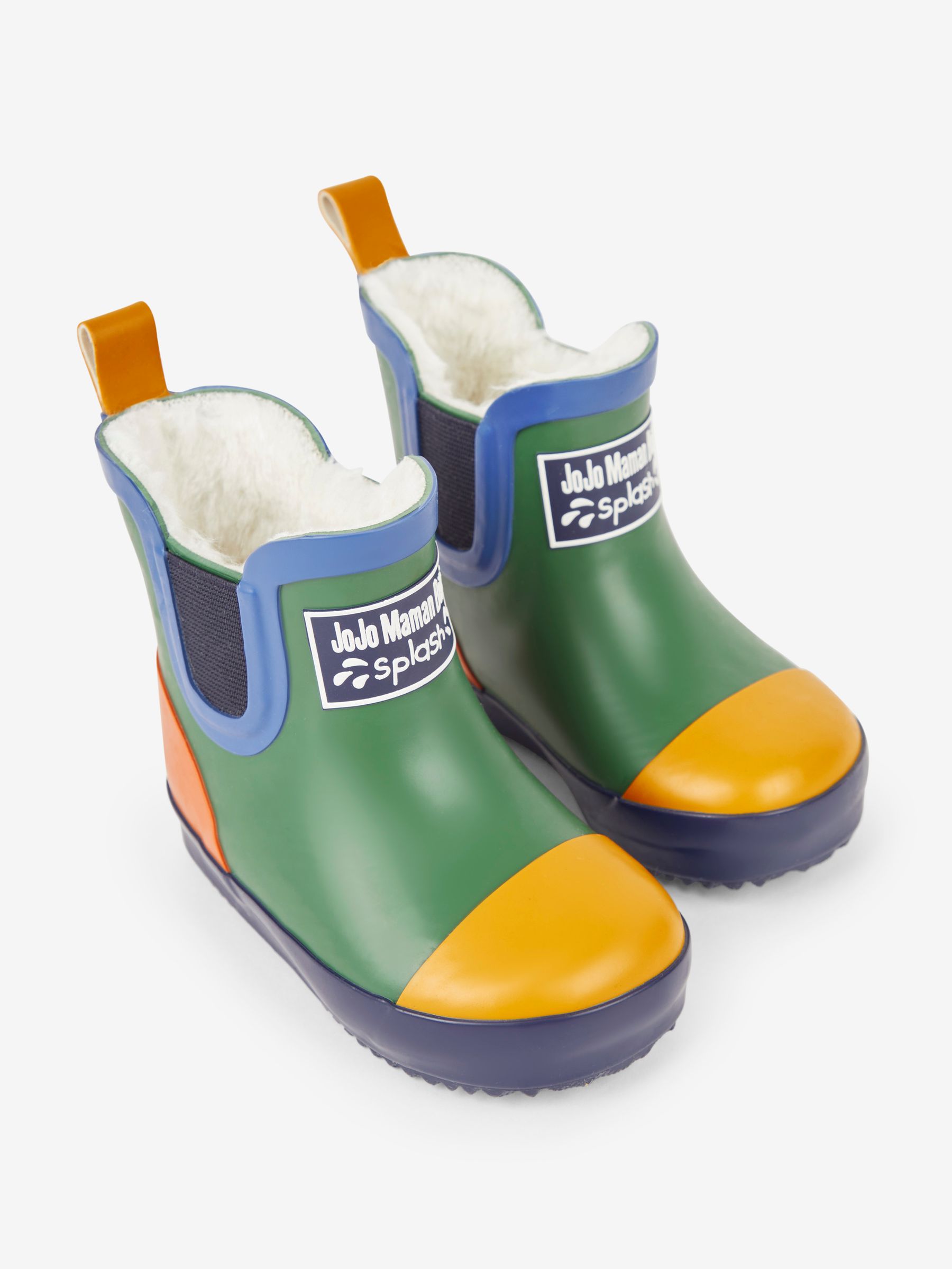 Khaki Green Cosy Lined Colour Block Wellies - Image 6 of 8