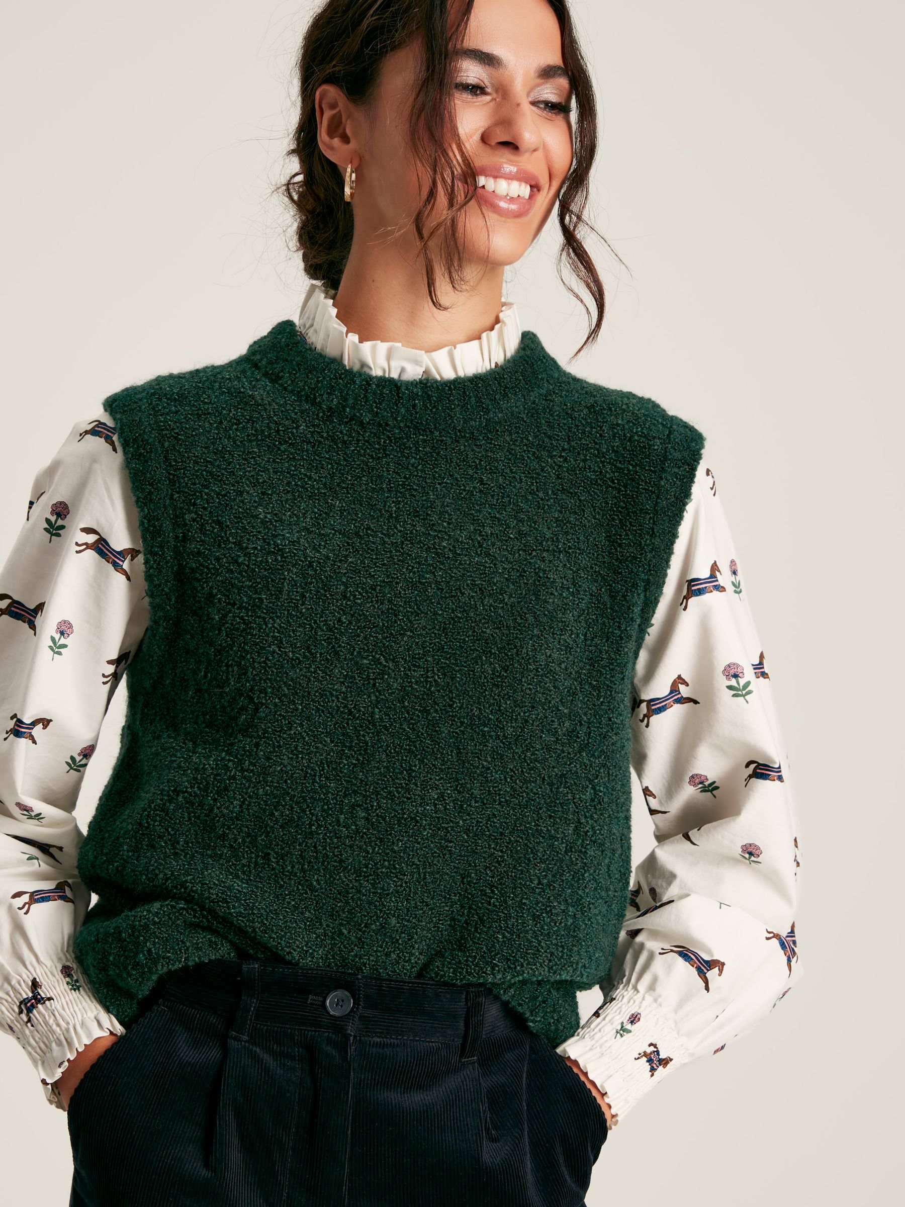 Lily Green Bouclé Vest - Image 1 of 8
