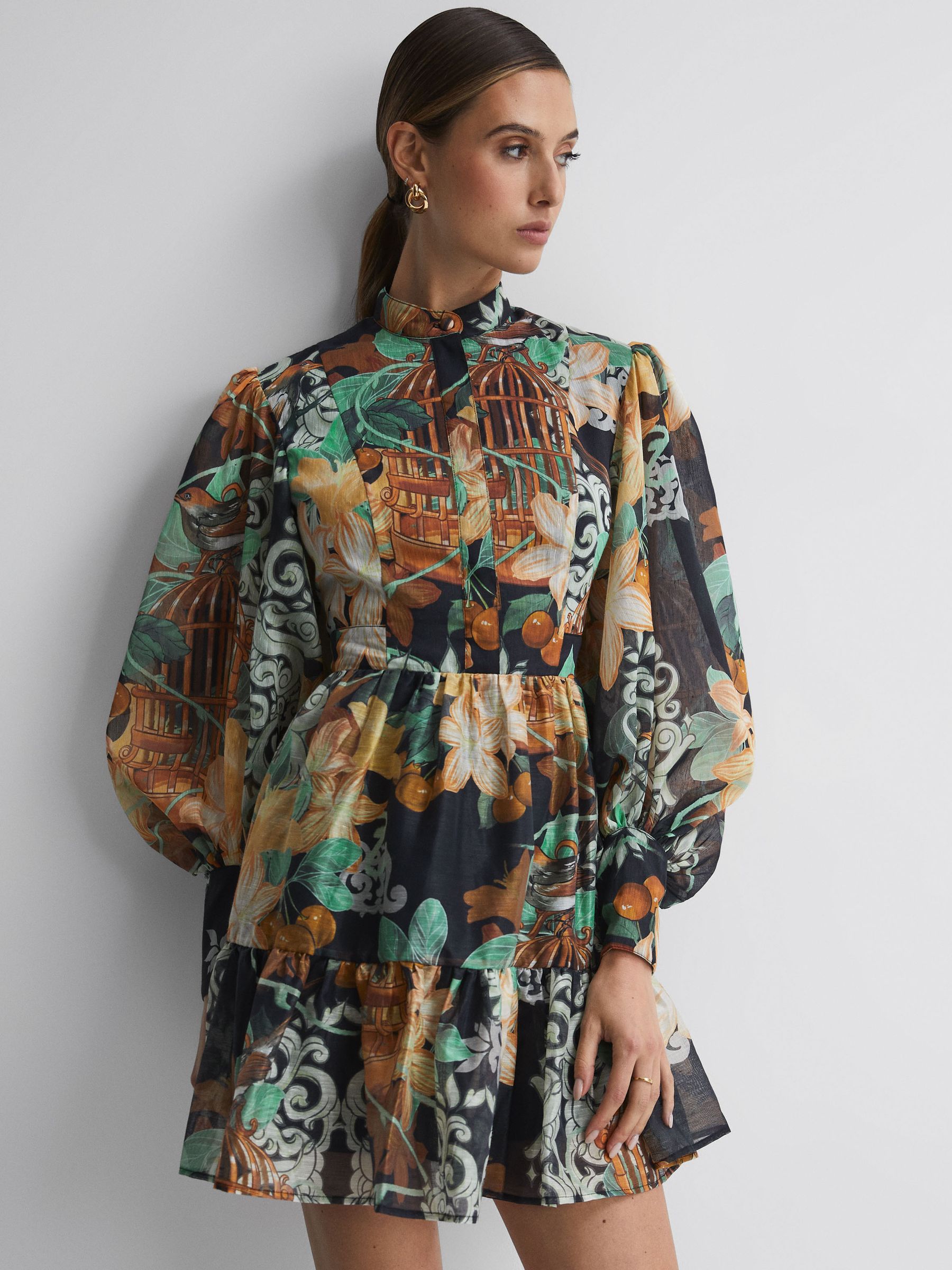 Leo Lin Silk Linen Mini Dress in Azalea Print Twilight - Image 5 of 7