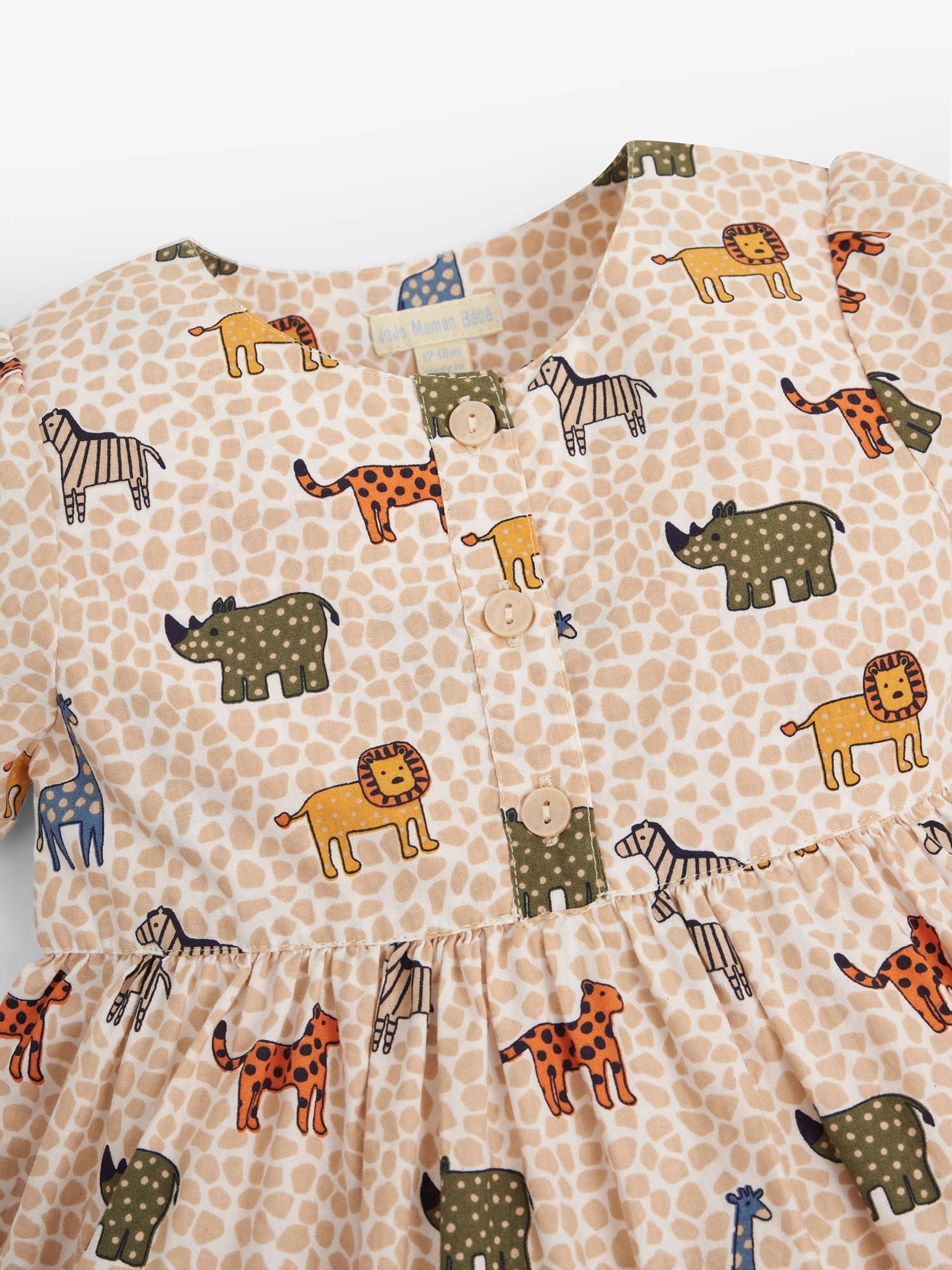 Cream Girls' Safari Animal Pebble Print Smock Dress - Image 2 of 2