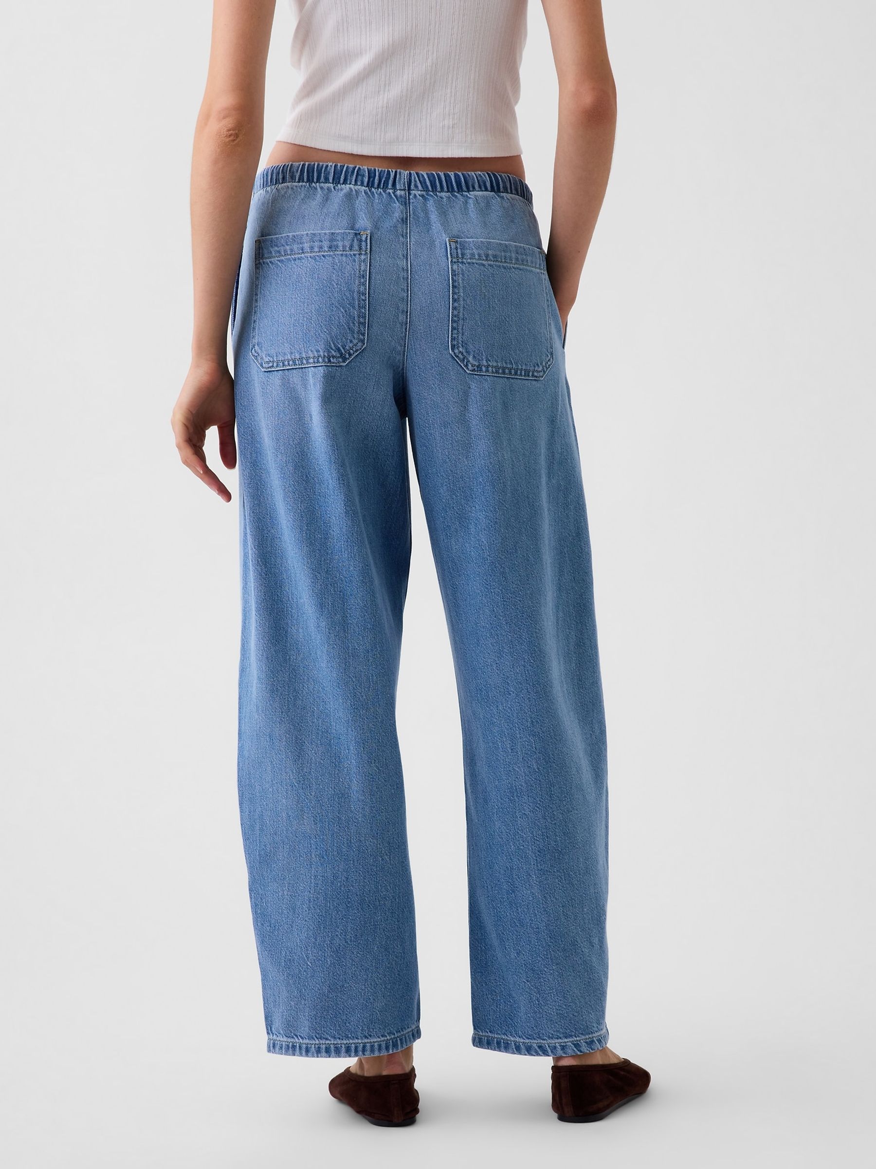 Light Wash Pull Over Medium Wash High Waisted UltraSoft Easy Barrel Jeans - Image 2 of 7