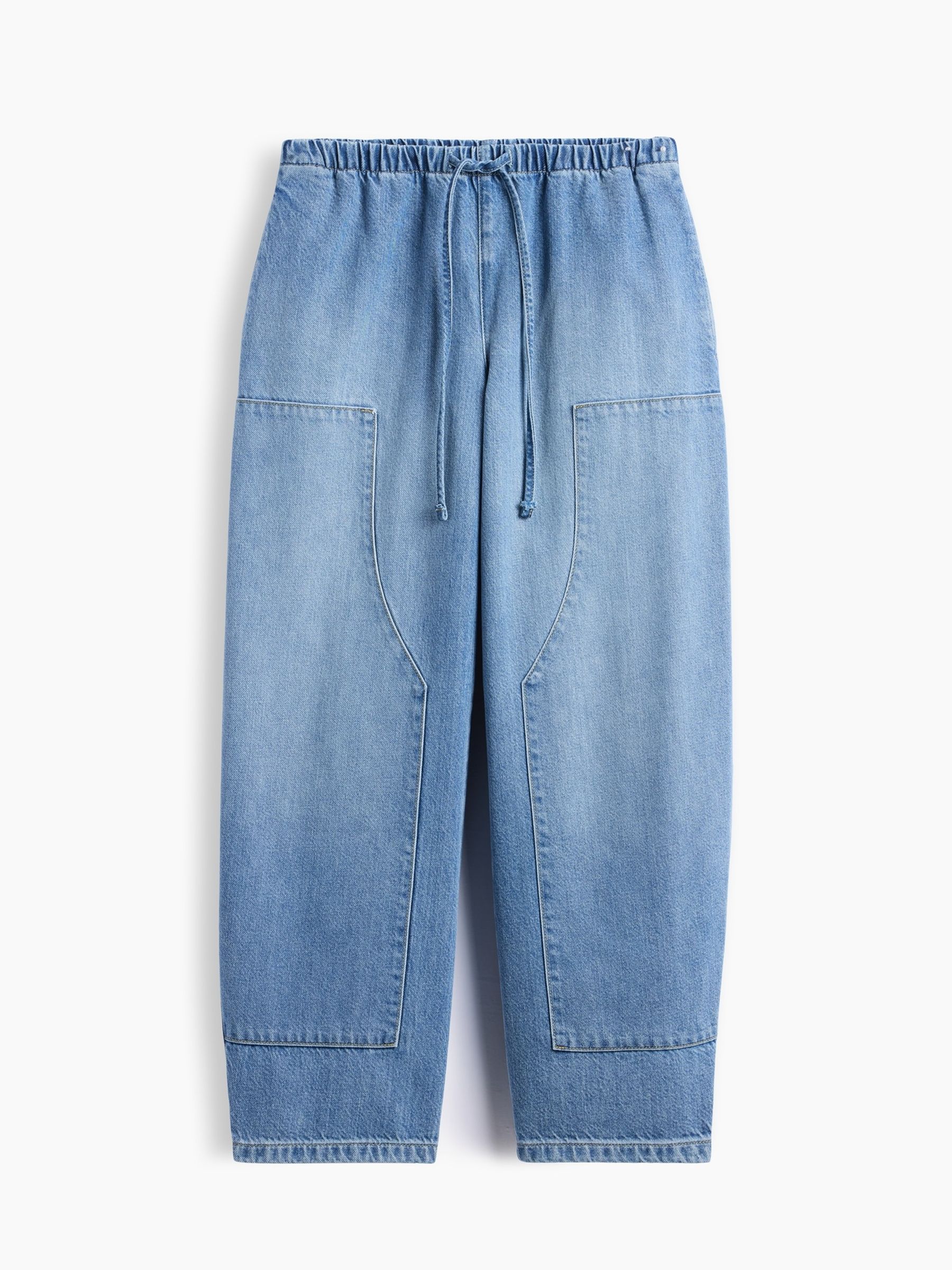 Light Wash Pull Over Medium Wash High Waisted UltraSoft Easy Barrel Jeans - Image 6 of 7