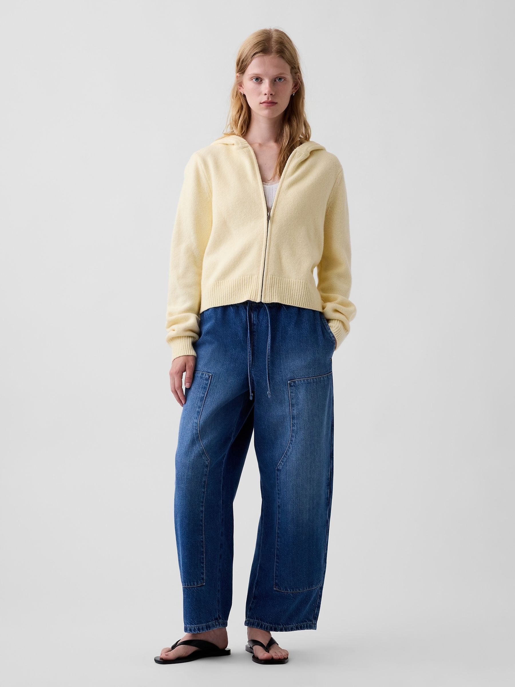Medium Wash Pull Over Medium Wash High Waisted UltraSoft Easy Barrel Jeans - Image 3 of 7