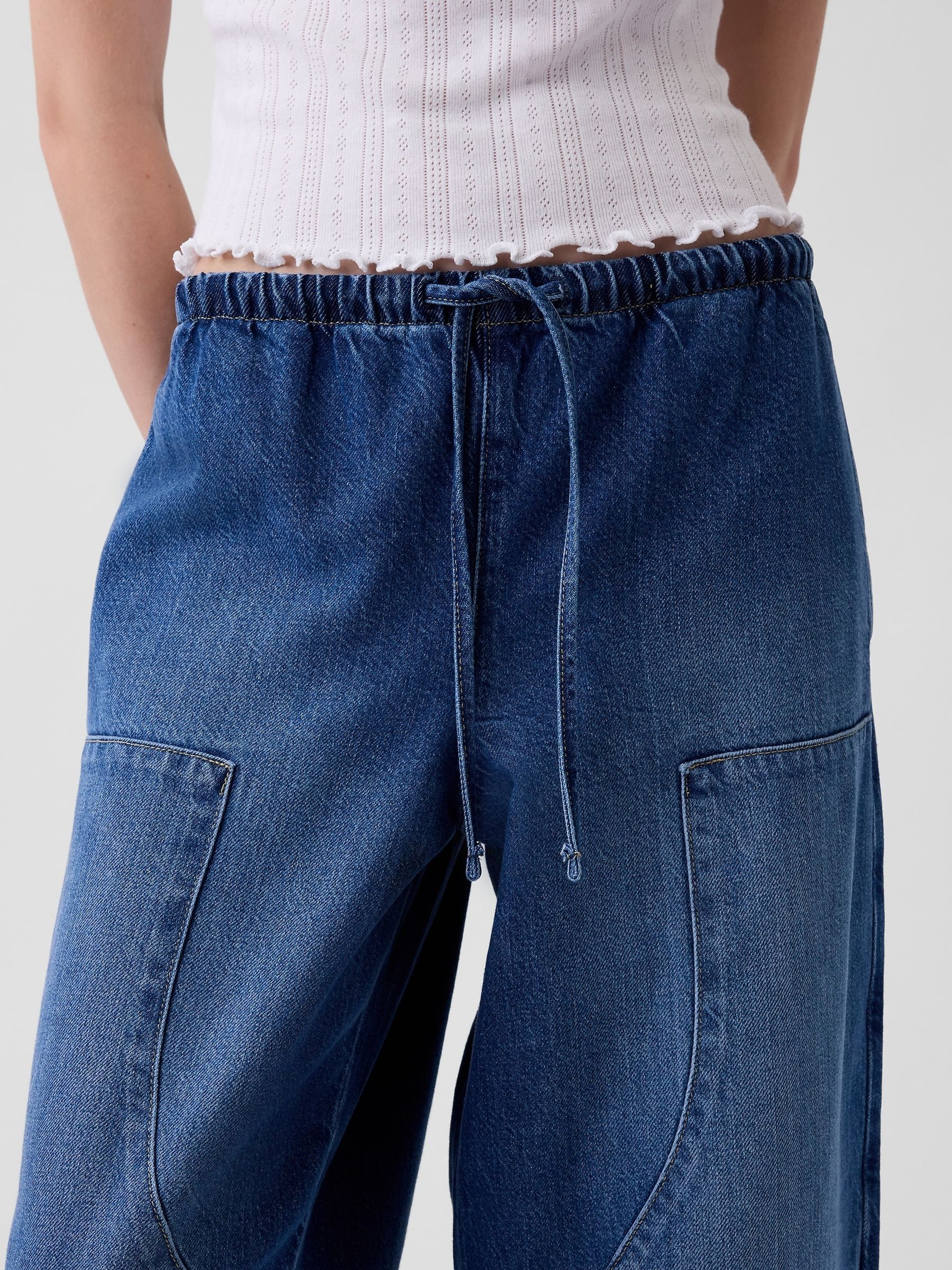 Medium Wash Pull Over Medium Wash High Waisted UltraSoft Easy Barrel Jeans - Image 5 of 7