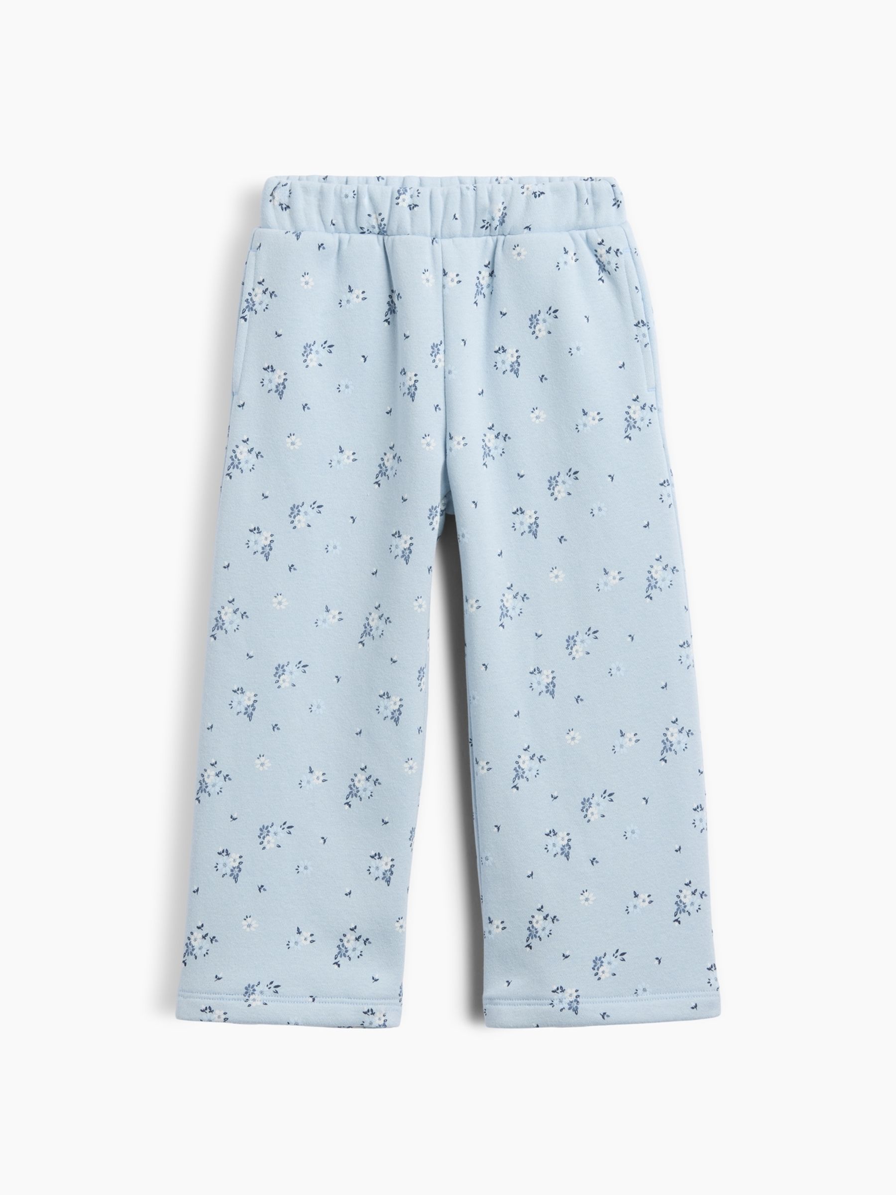 Blue Floral Vintage Soft Print Wide-Leg Joggers - Image 1 of 2