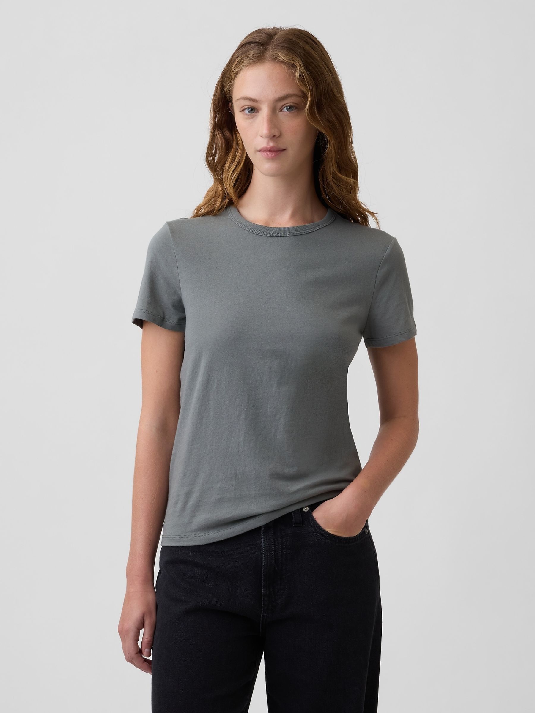 Slate Grey Favourite Crew Neck T-Shirt - Image 1 of 5 Slate Grey Favourite Crew Neck T-Shirt - Image 1 of 5
