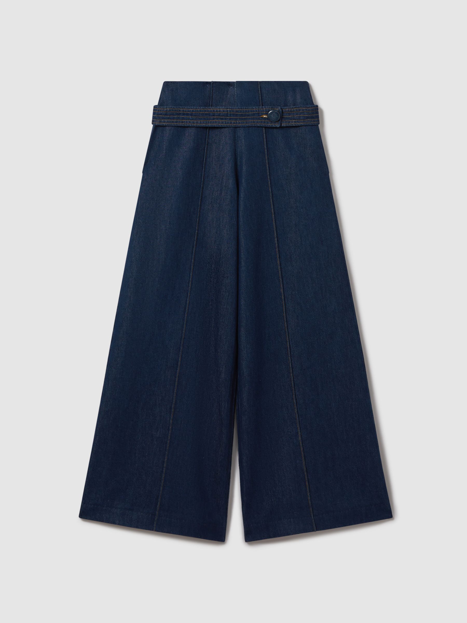 Belted Wide Leg Jeans in Dark Blue - image 1