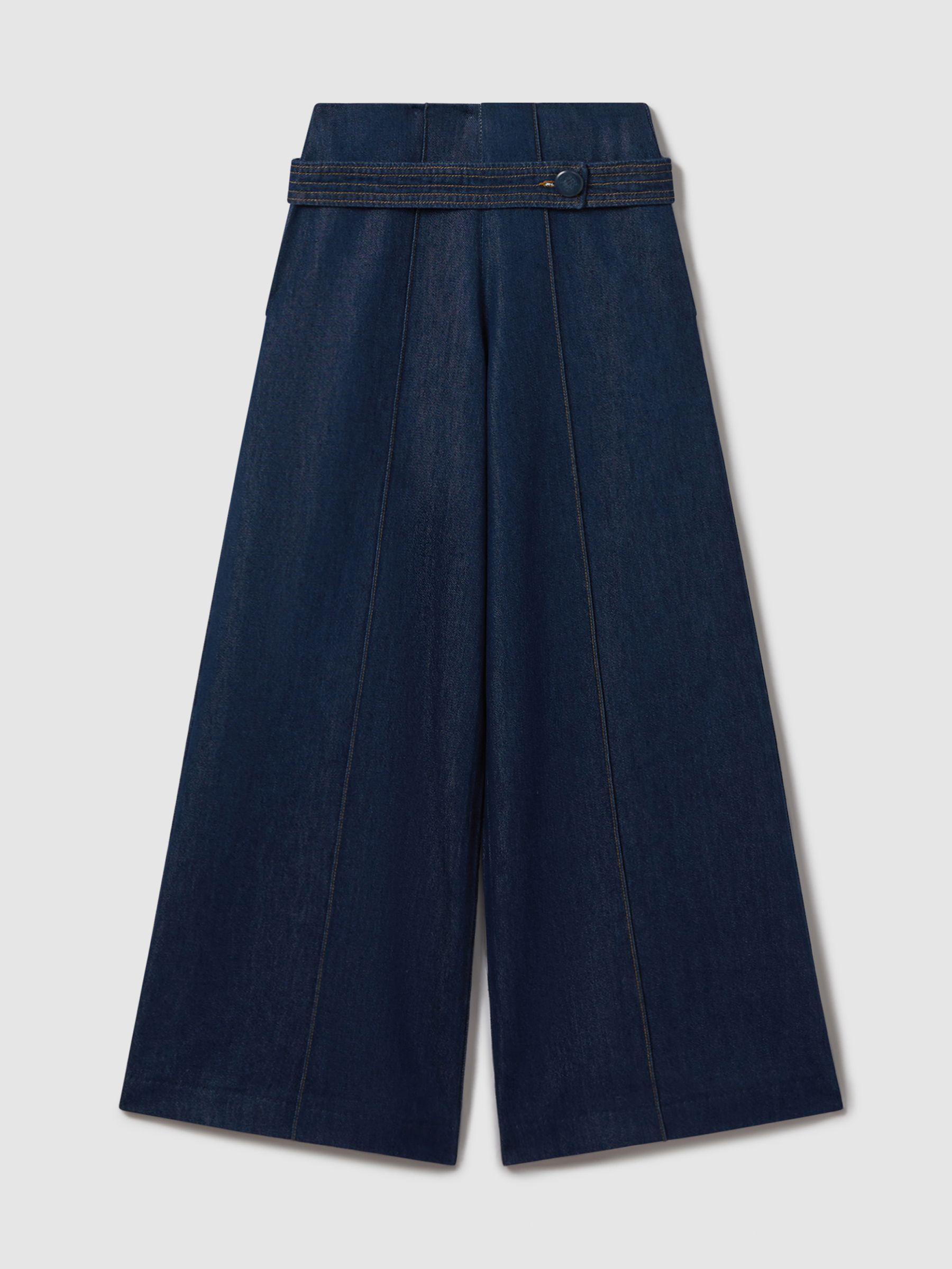Belted Wide Leg Jeans in Dark Blue - Image 2 of 8