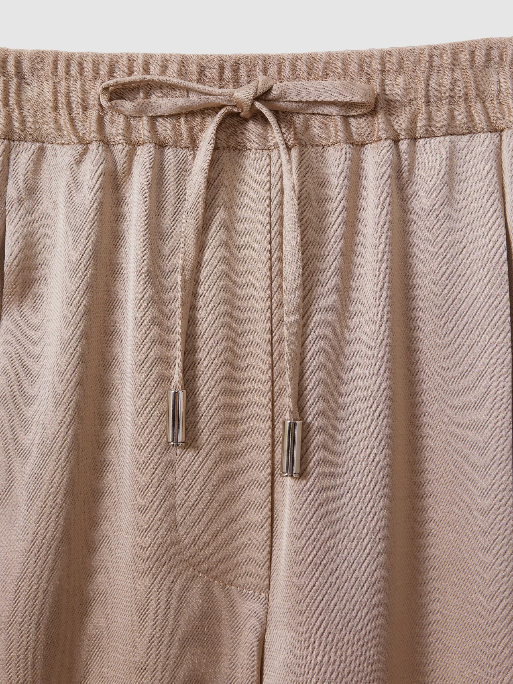Satin Drawstring Wide Leg Trousers in Gold - Image 5 of 5