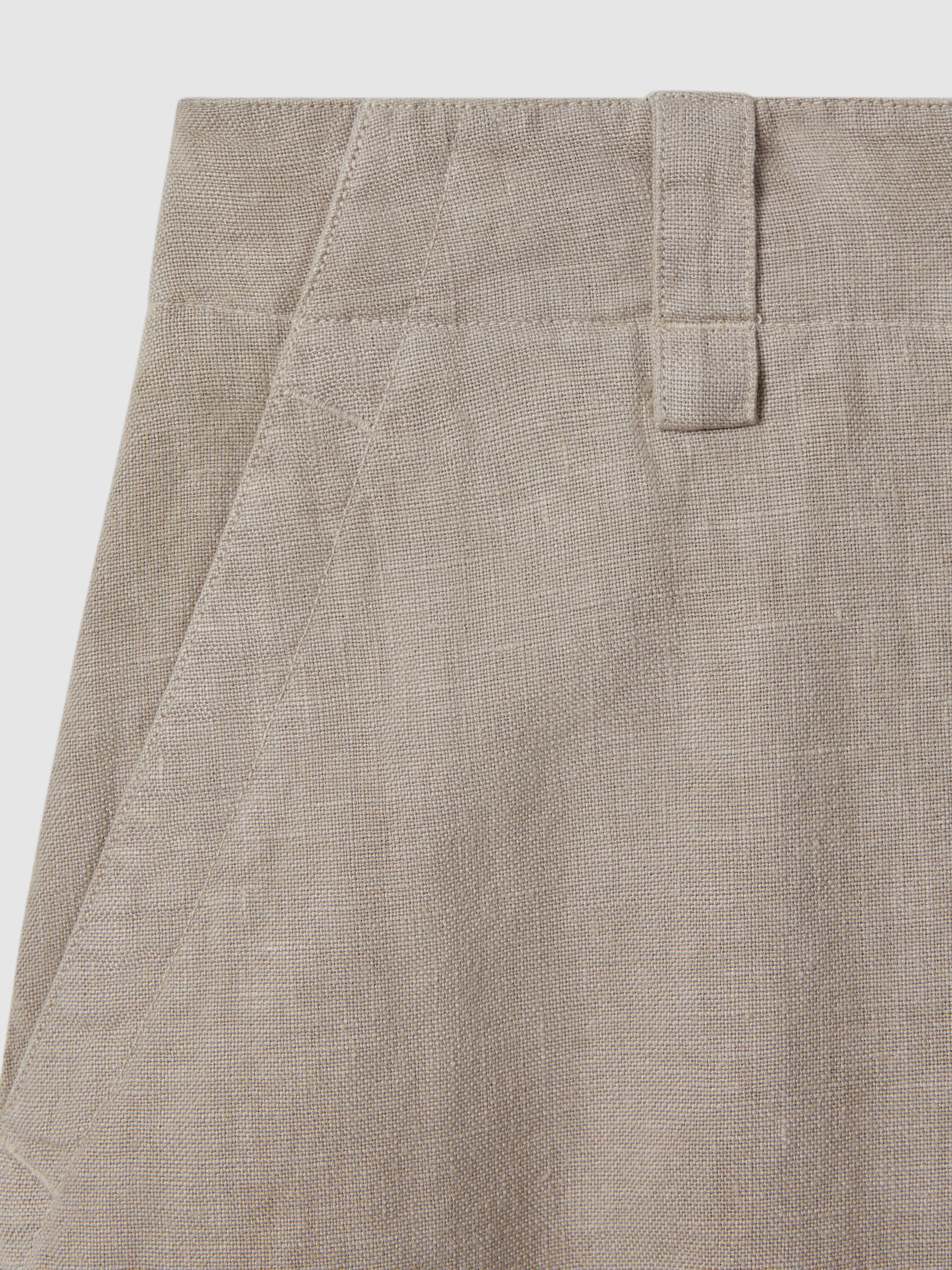 Linen Wide Leg Garment Dyed Trousers in Light Khaki - Image 6 of 6