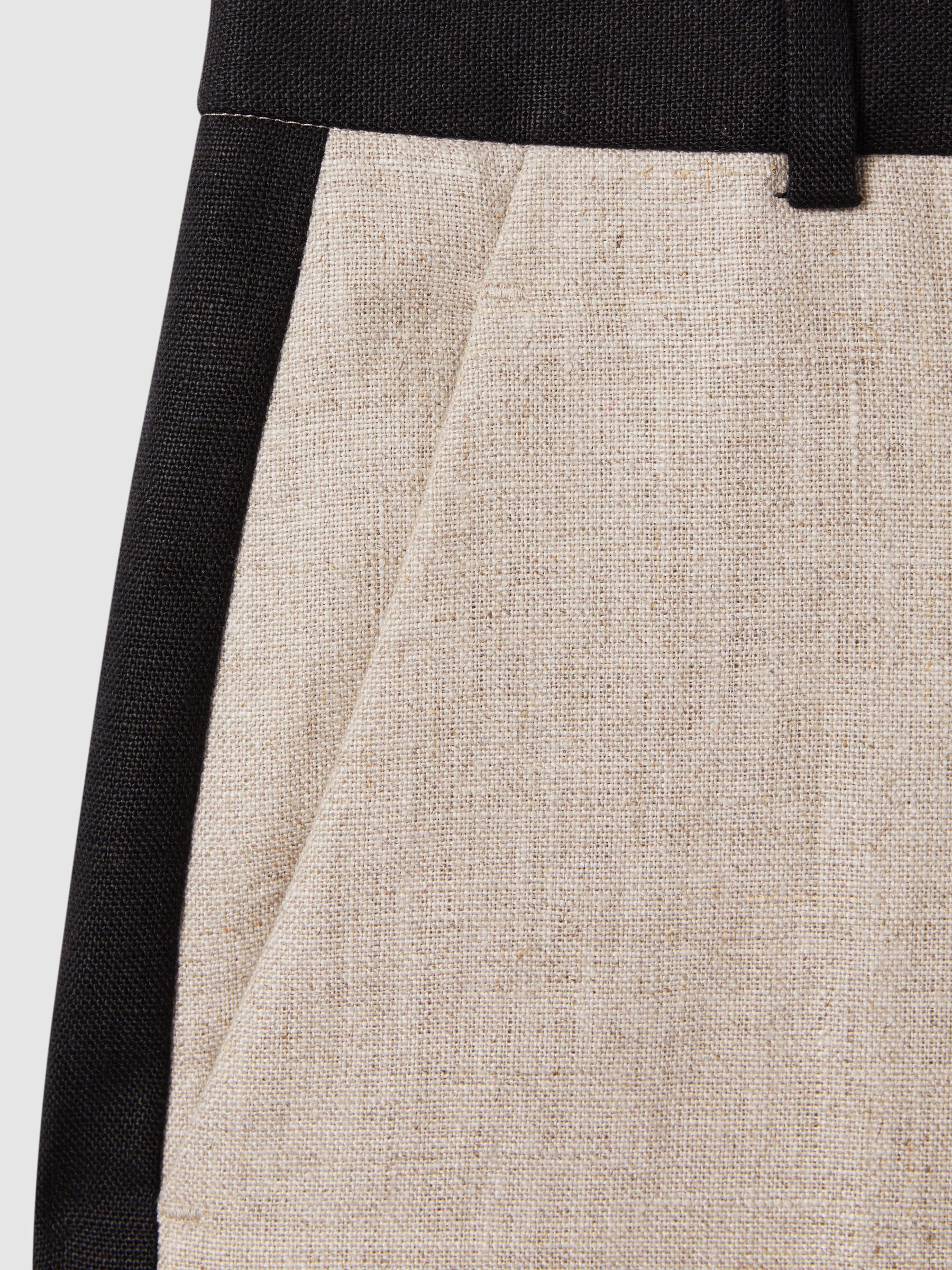 Colourblock Linen Wide Leg Trousers in Neutral - Image 6 of 6