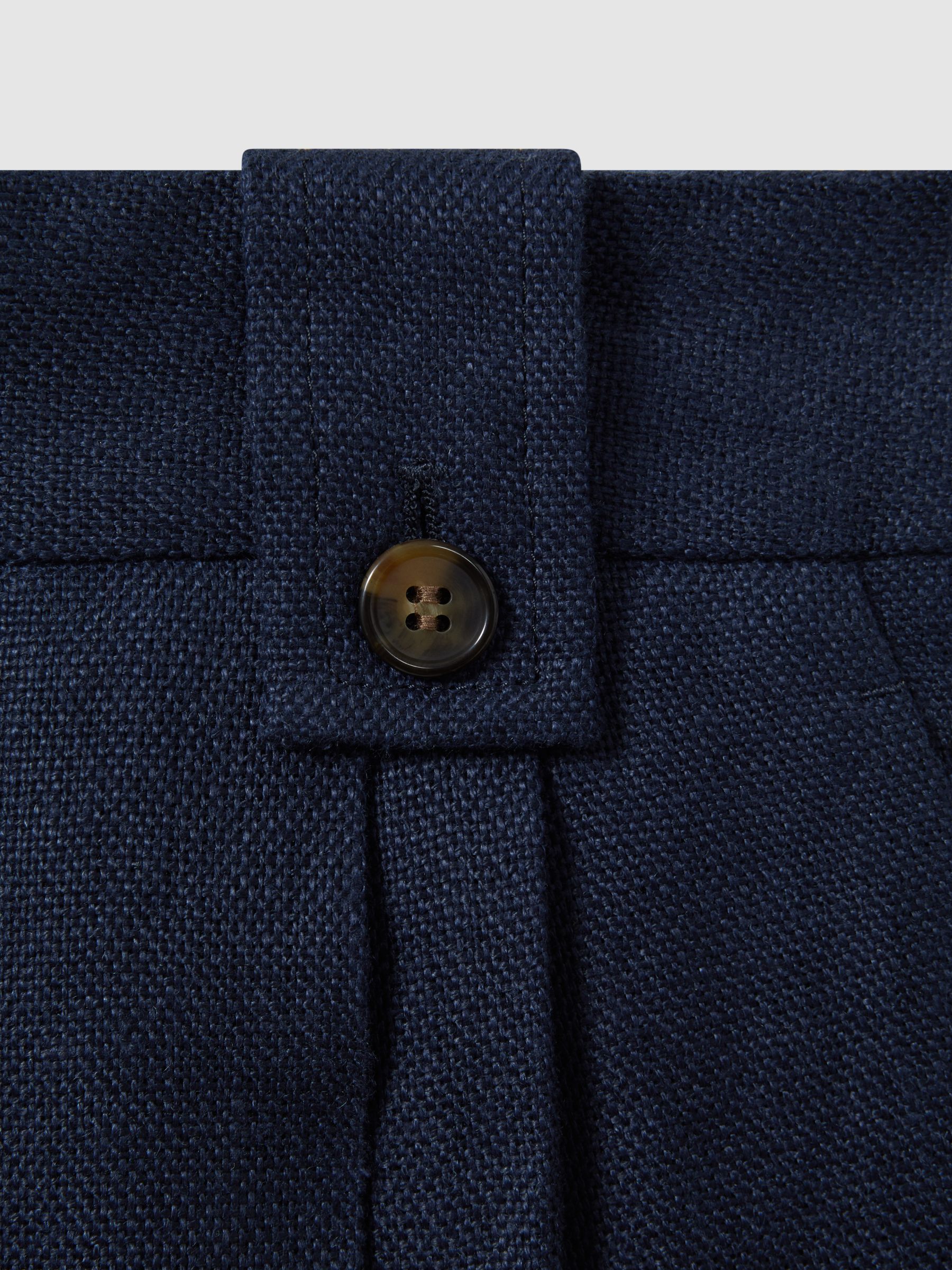 Linen Front Pleat Trousers in Navy - Image 6 of 6