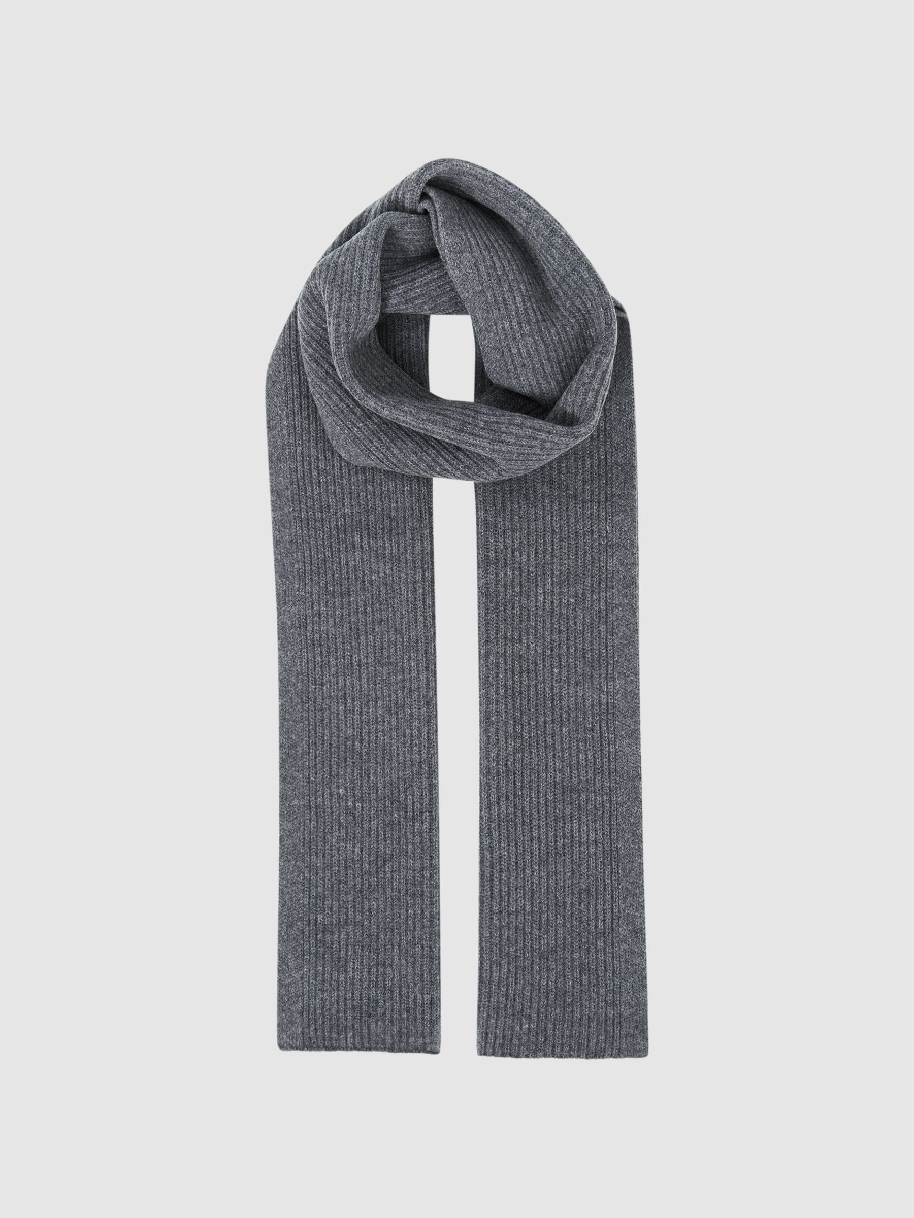 Ribbed Merino Scarf in Charcoal - Image 3 of 4