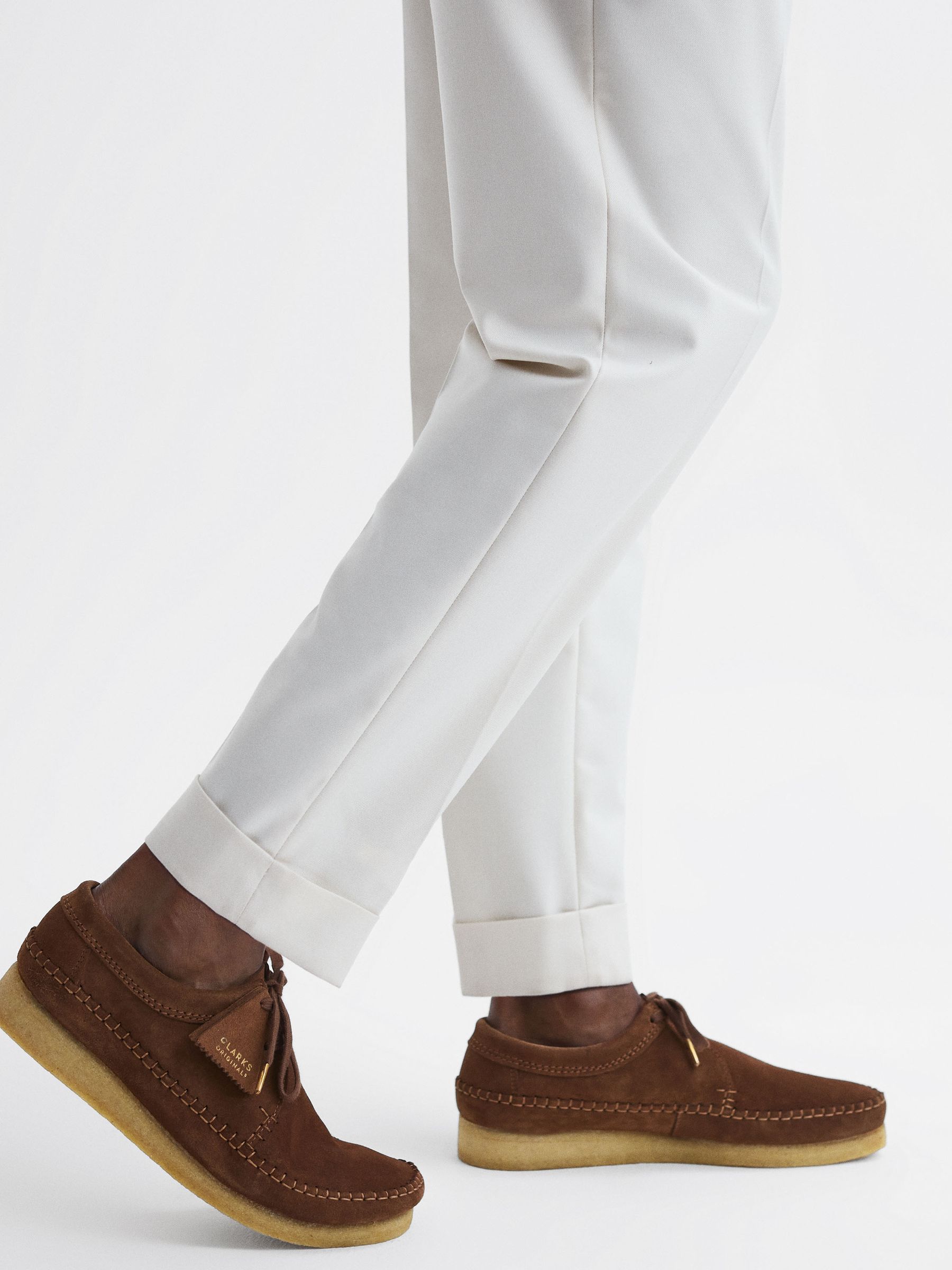 Reiss Clarks Originals Suede Moccasin Shoes in Brown - REISS