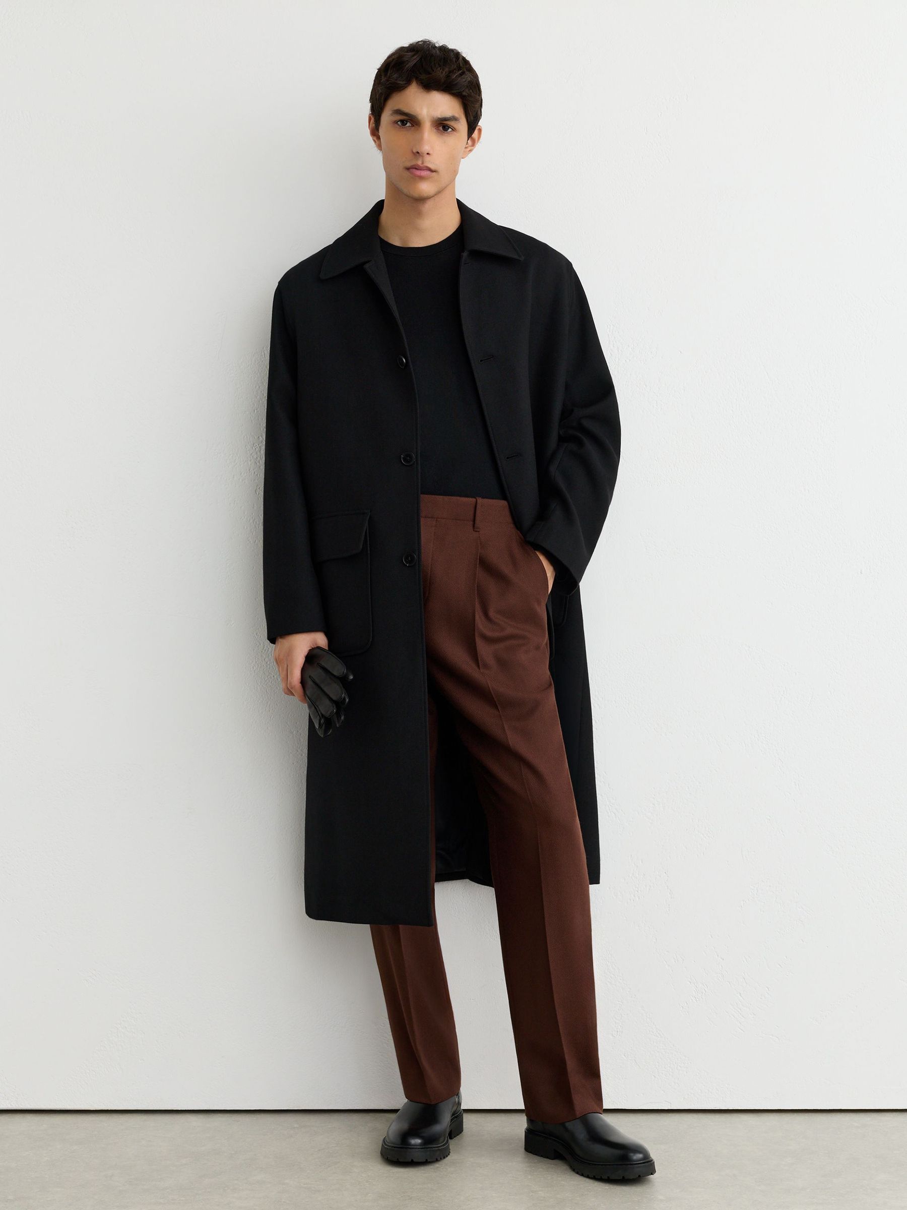 Wool-Blend Twill Relaxed-Fit Suit Trousers in Rust Red - Image 1 of 6 Wool-Blend Twill Relaxed-Fit Suit Trousers in Rust Red - Image 1 of 6
