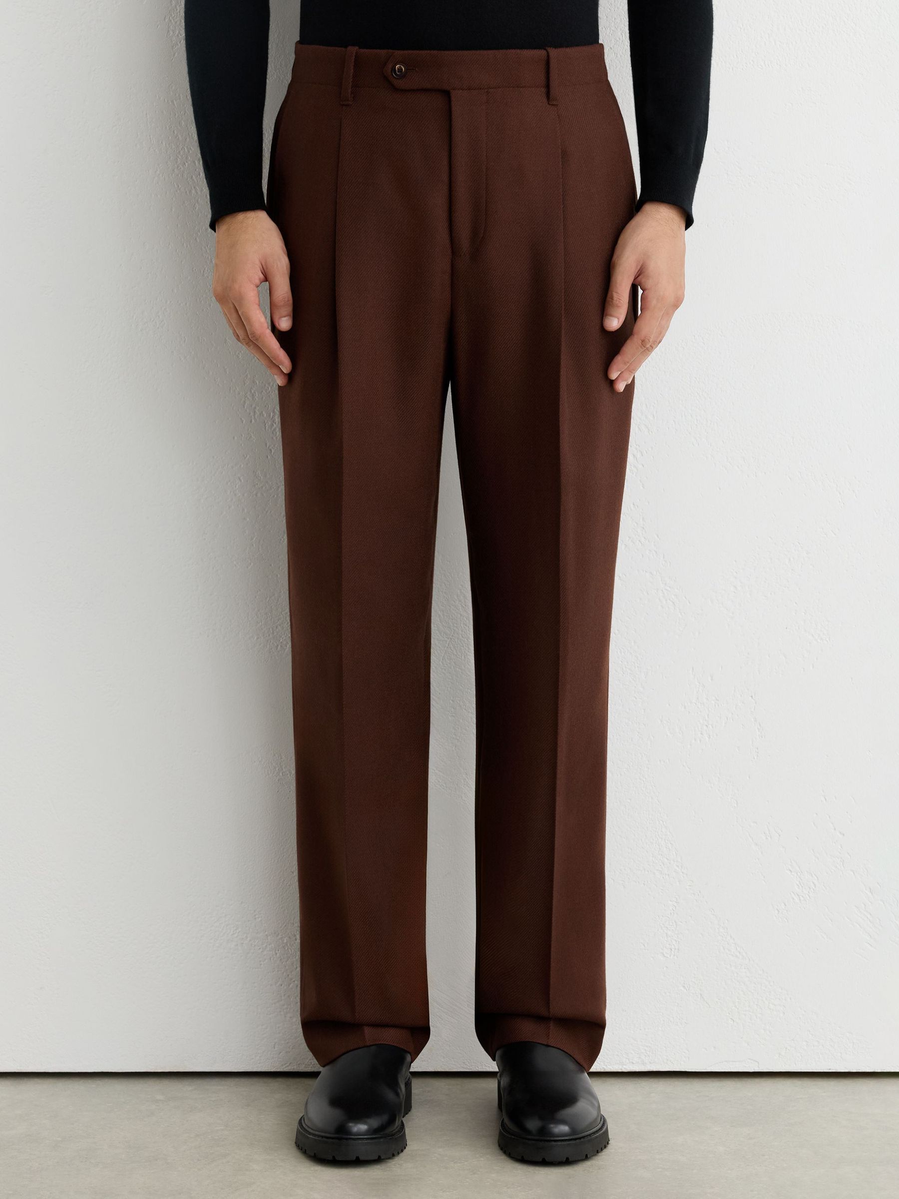 Wool-Blend Twill Relaxed-Fit Suit Trousers in Rust Red - Image 3 of 6