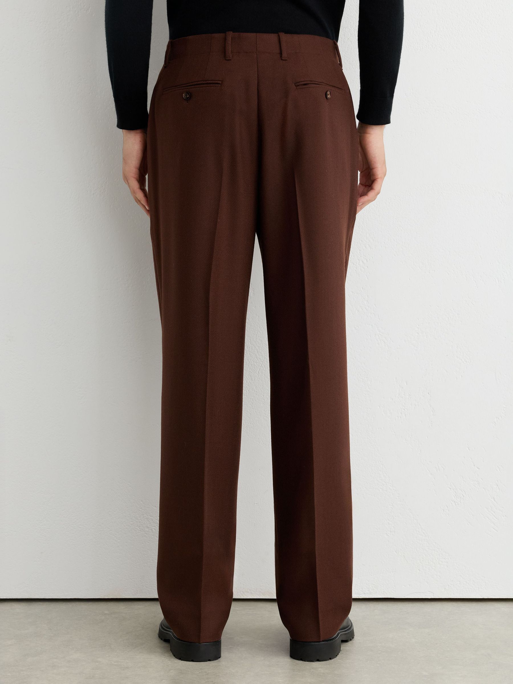 Wool-Blend Twill Relaxed-Fit Suit Trousers in Rust Red - Image 5 of 6