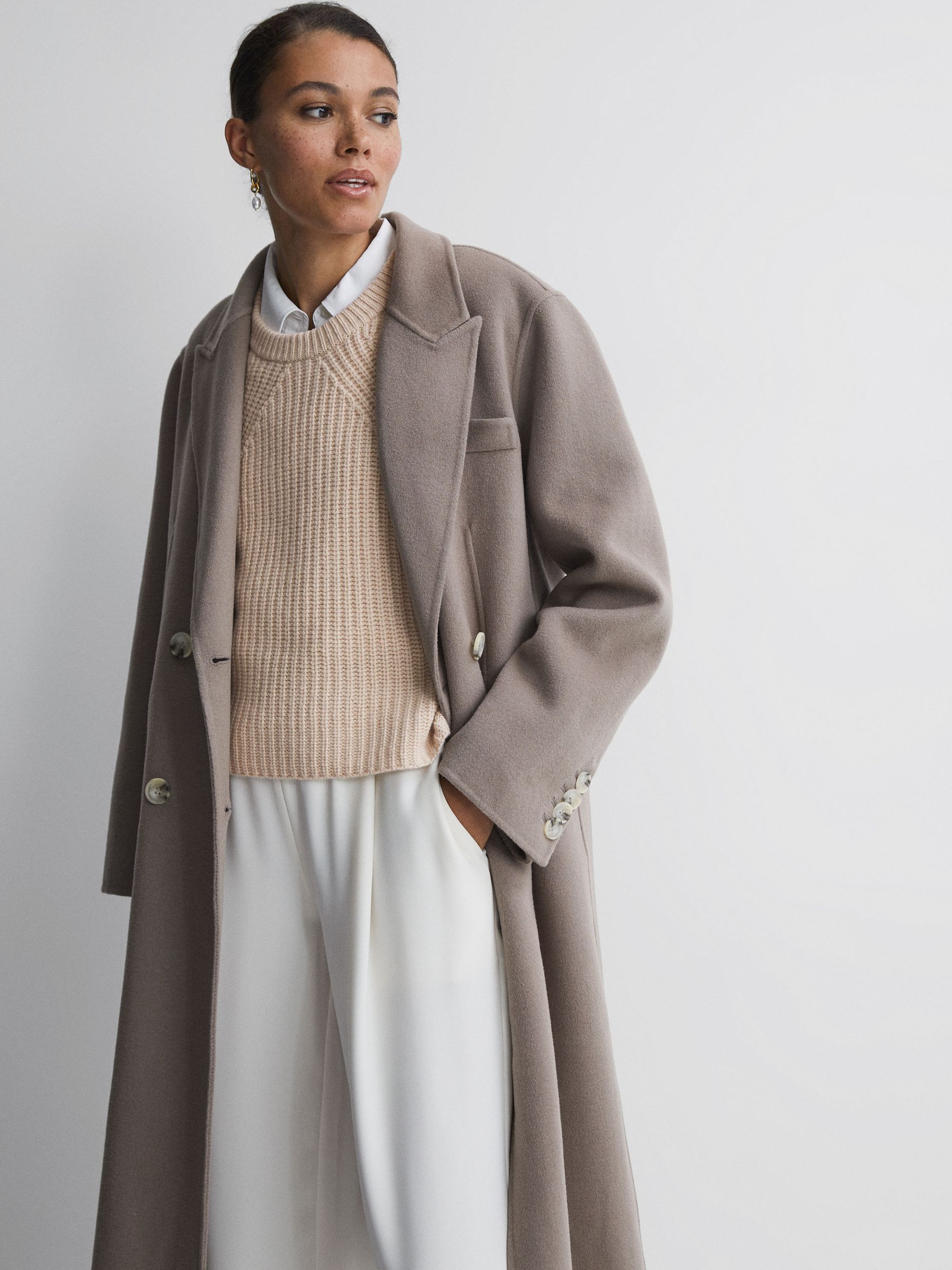Wool-Cashmere Sleeveless Removable Roll Neck Vest in Neutral - Image 2 of 7