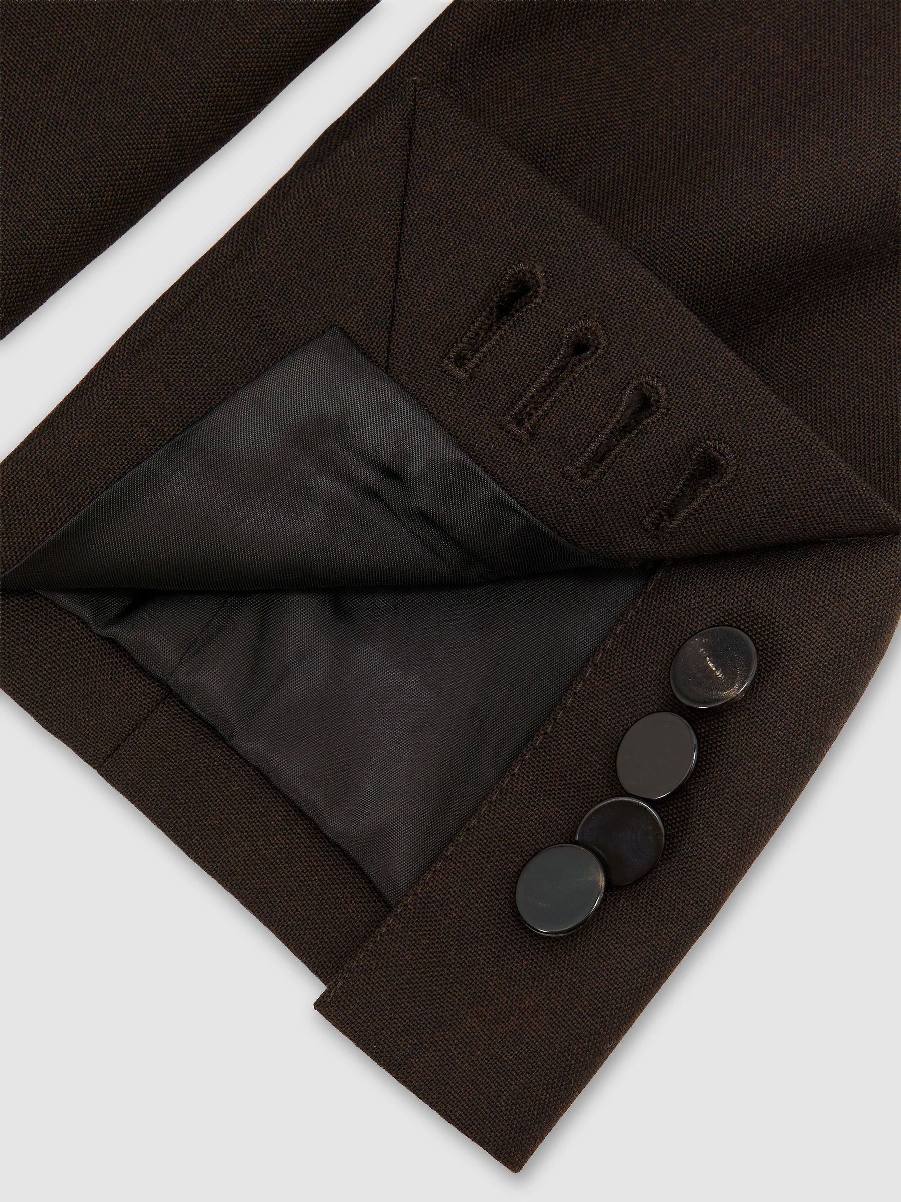 Wool Double-Breasted Tuxedo Blazer Classic-Fit in Brown - Image 11 of 12