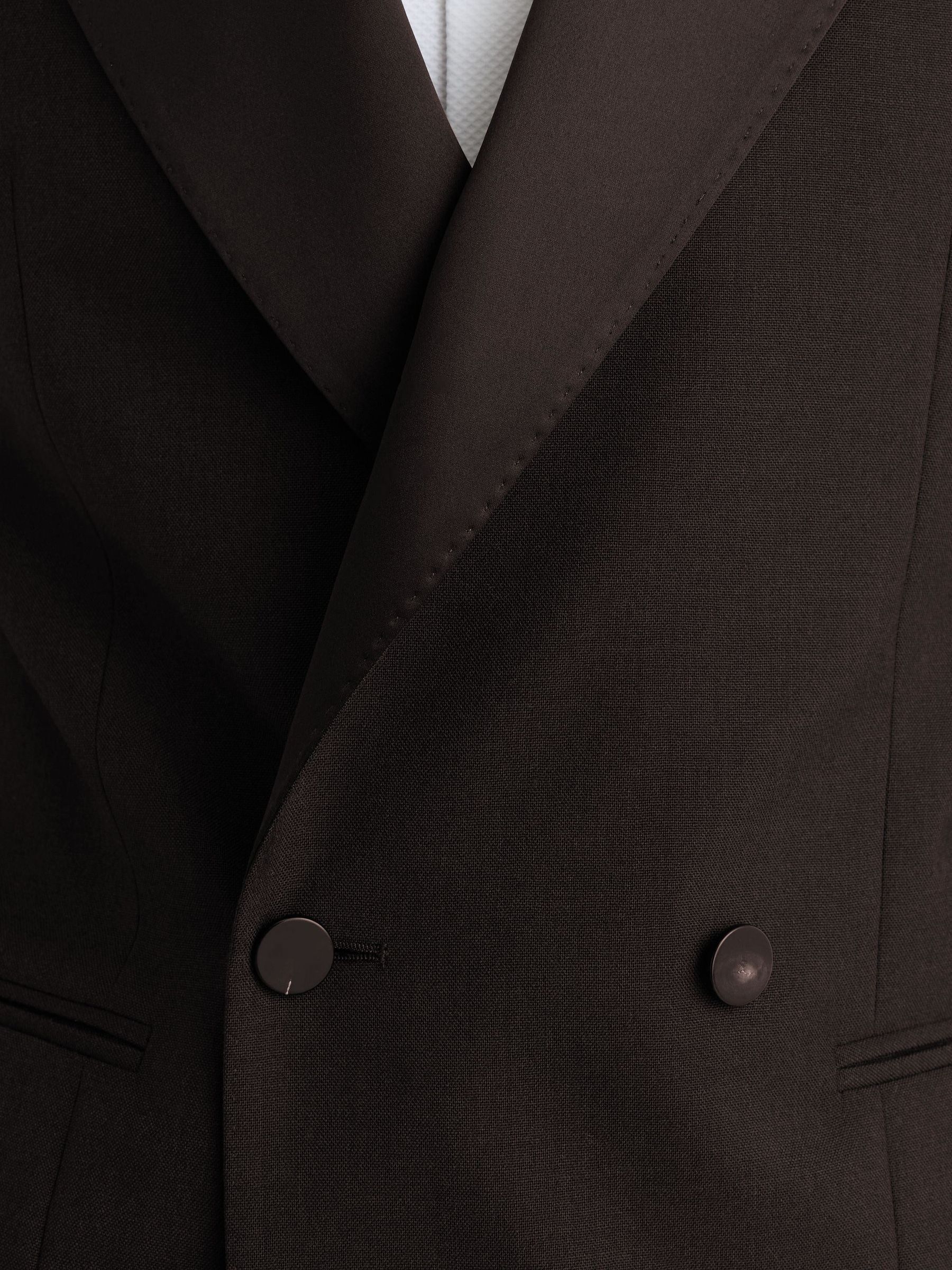 Wool Double-Breasted Tuxedo Blazer Classic-Fit in Brown - Image 7 of 12