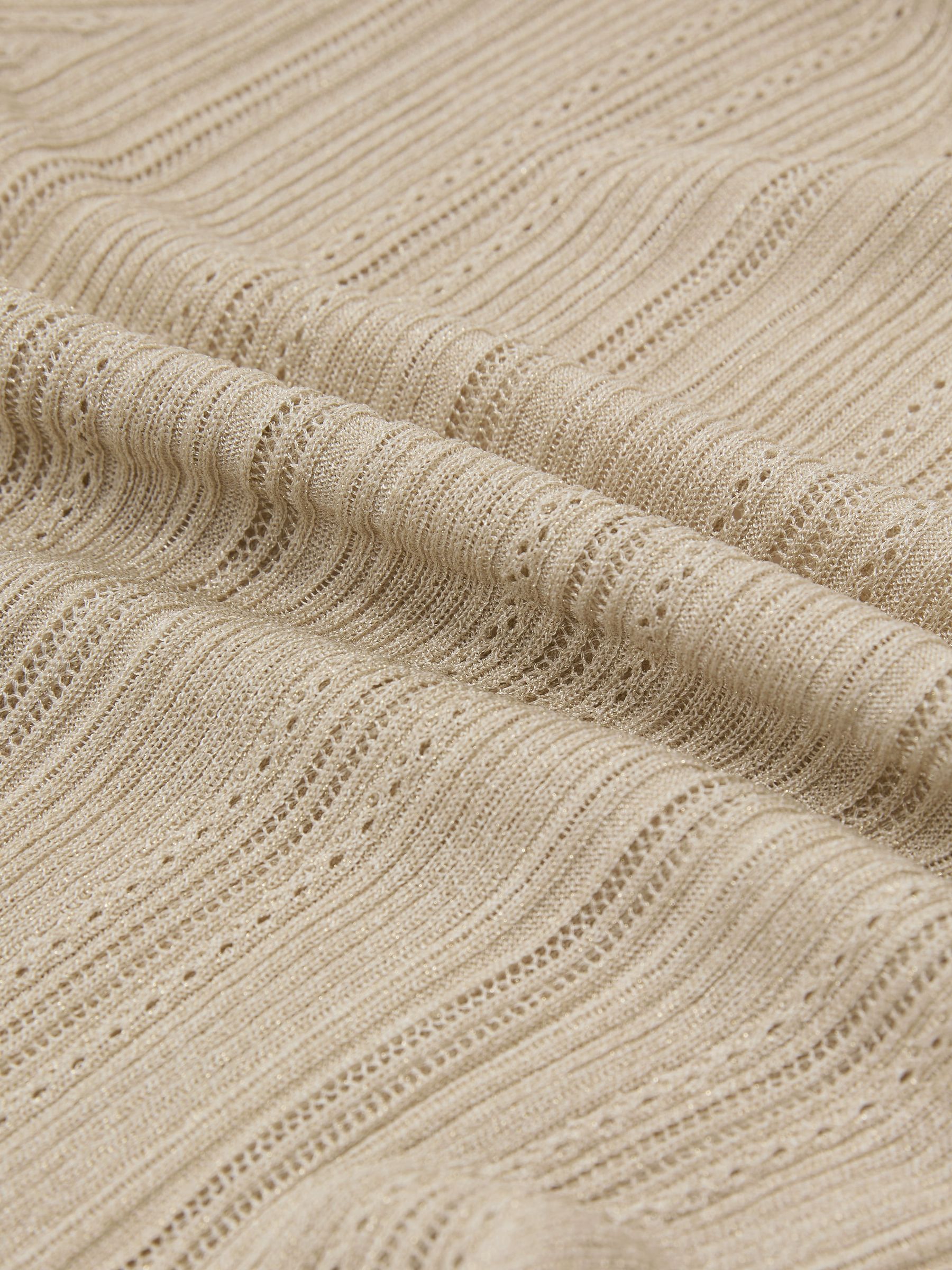Metallic Open-Knit Roll-Neck Top in Gold - Image 7 of 7