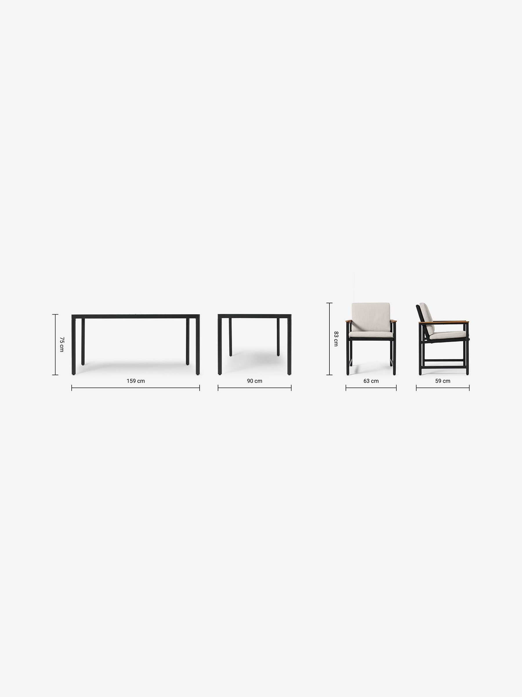 Sassari Garden 4 Seater Dining Set in Grey - Image 7 of 7