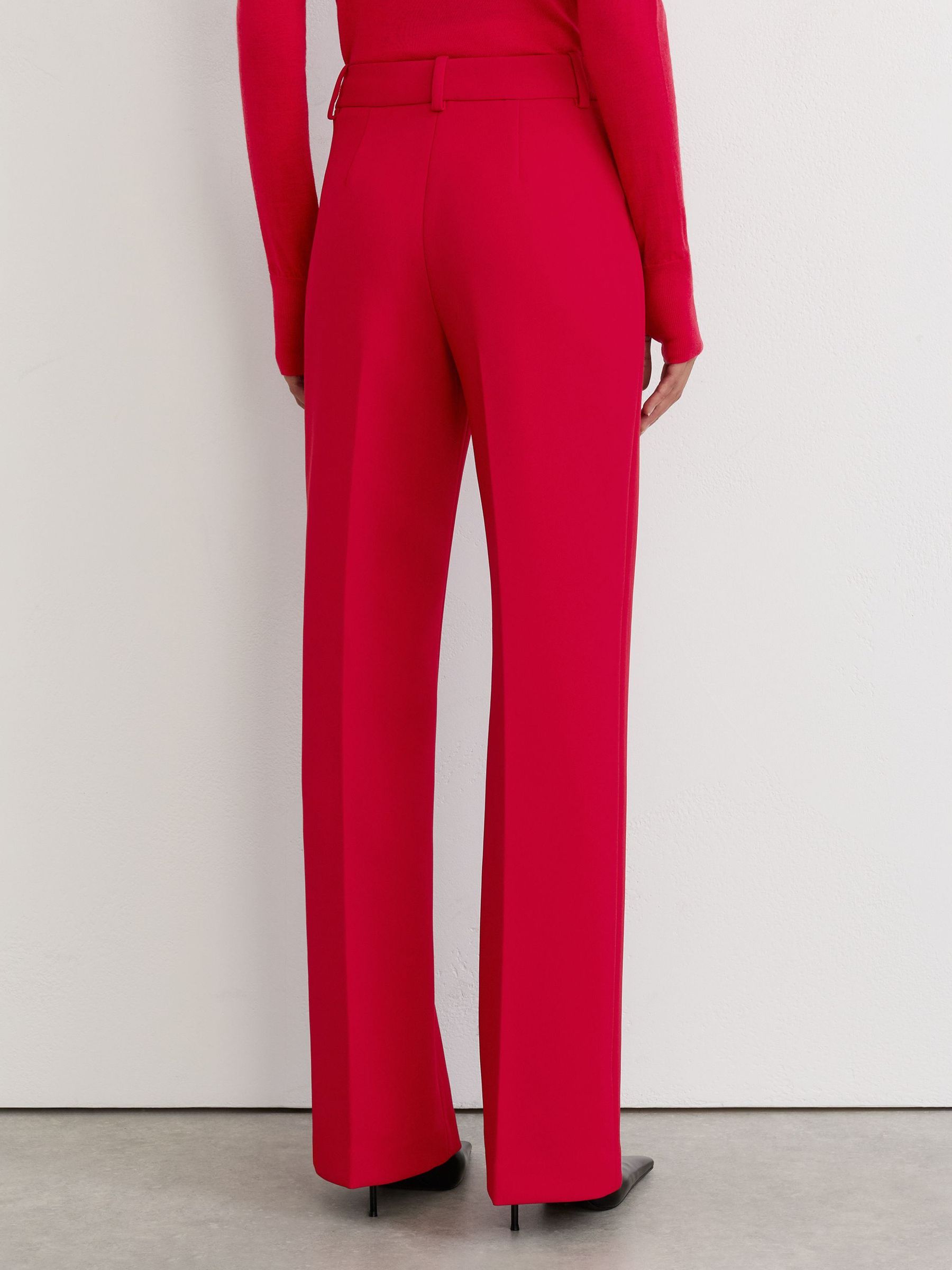 Twin-Pocket High-Rise Flared Trousers in Red - Image 5 of 6