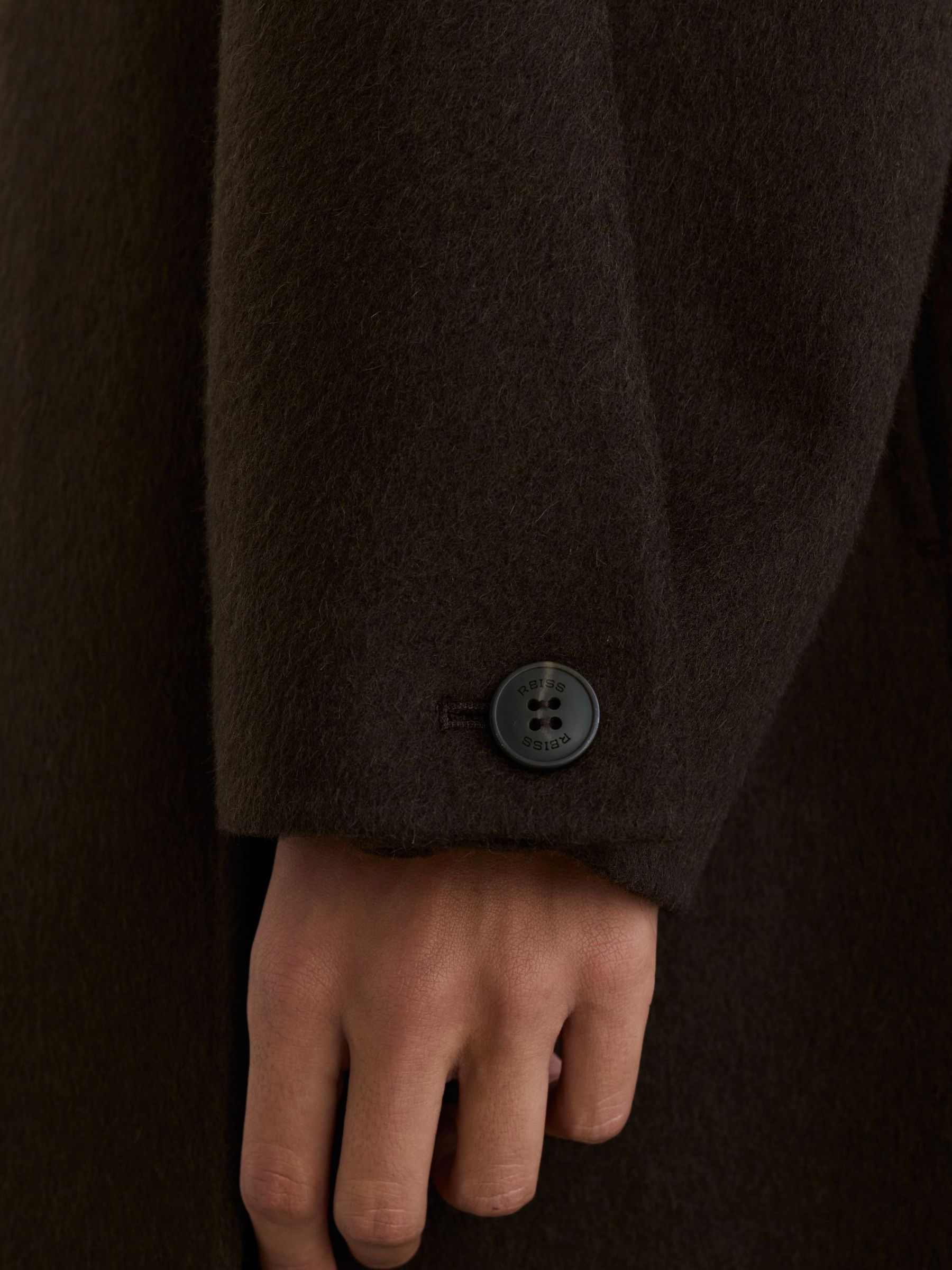 Wool-Blend Long Blind-Seam Scarf Coat in Chocolate Brown - Image 8 of 10