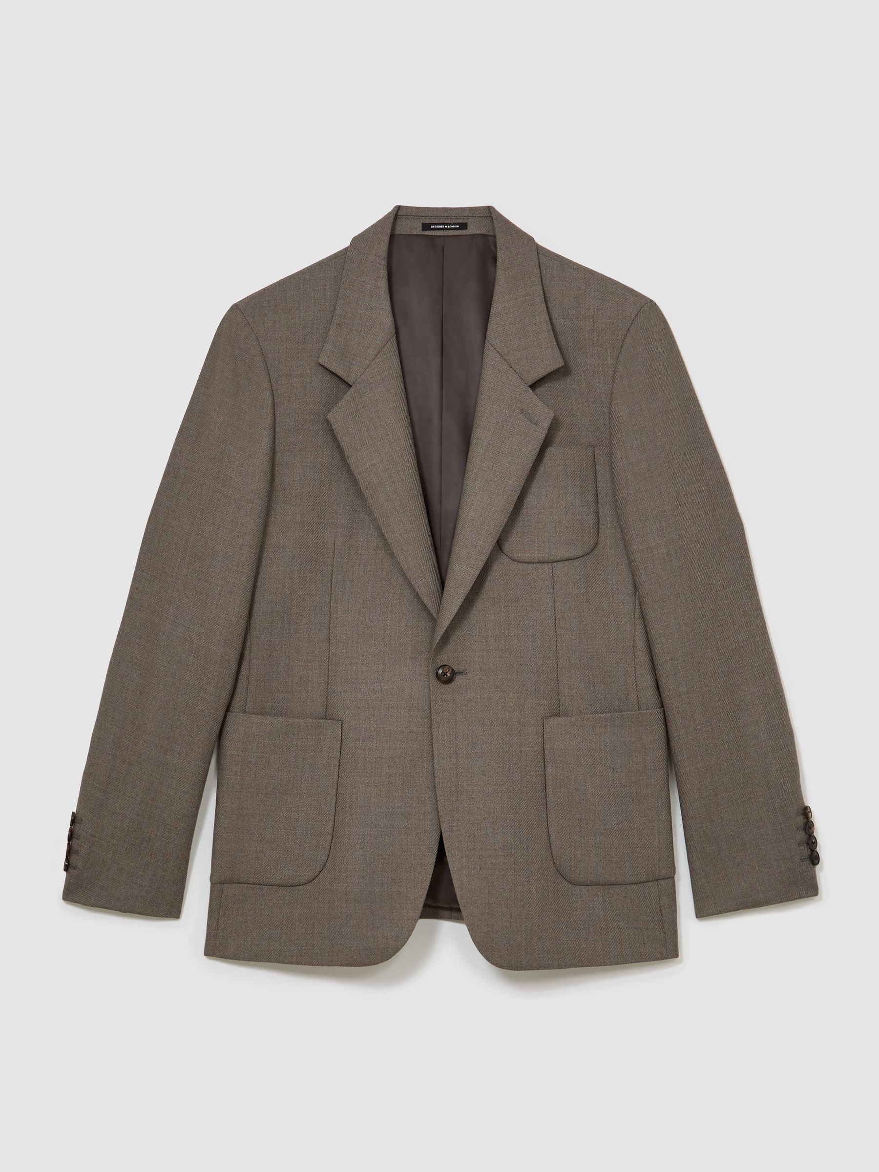 سترة بليزر بدلة من مزيج صوف مع تويل بصَف أزرار واحد Terrain Jacket من Reiss - صورة 2 من 10