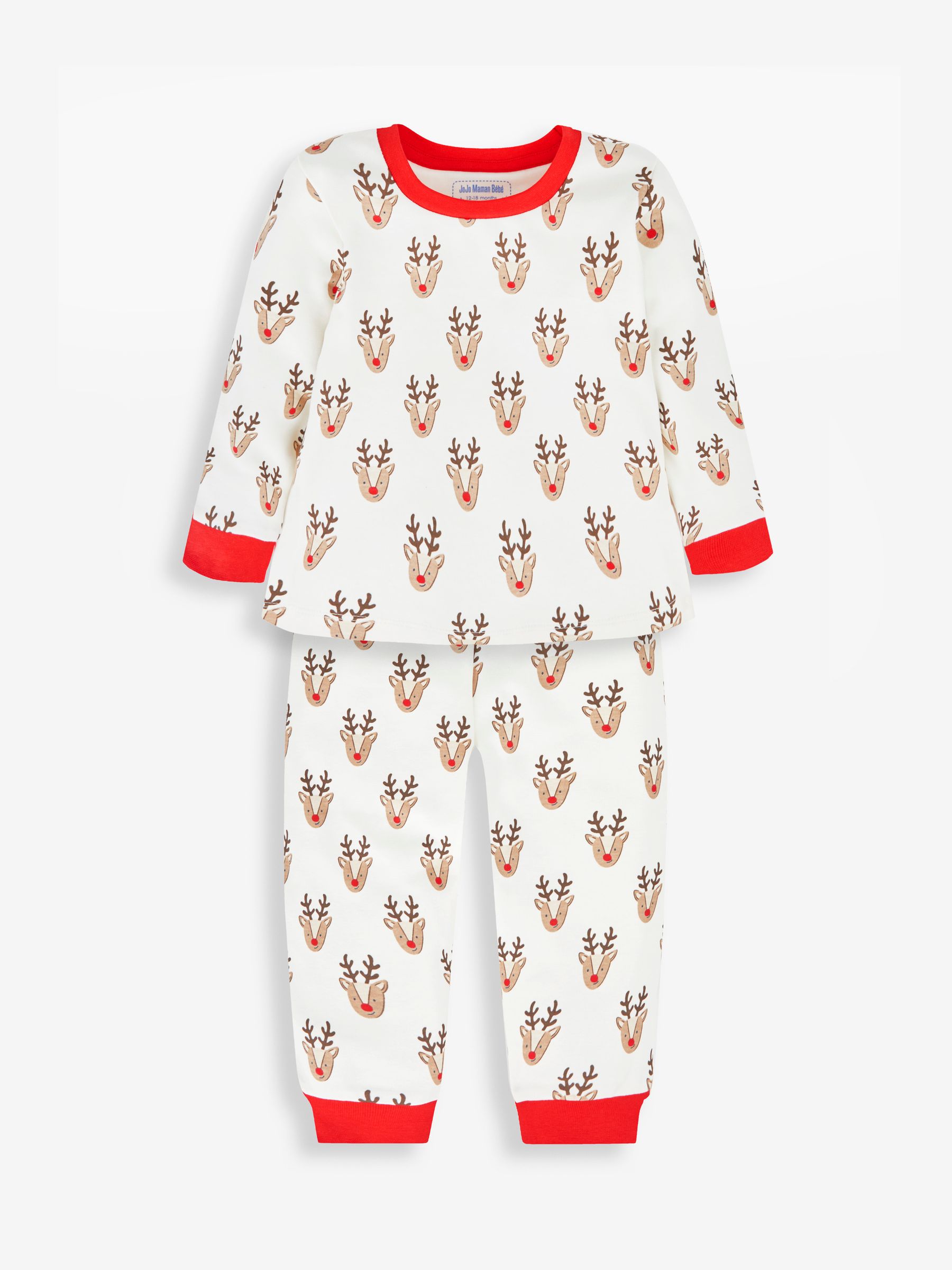 Cream Kids' Reindeer Heads Jersey Pyjamas - Image 4 of 8