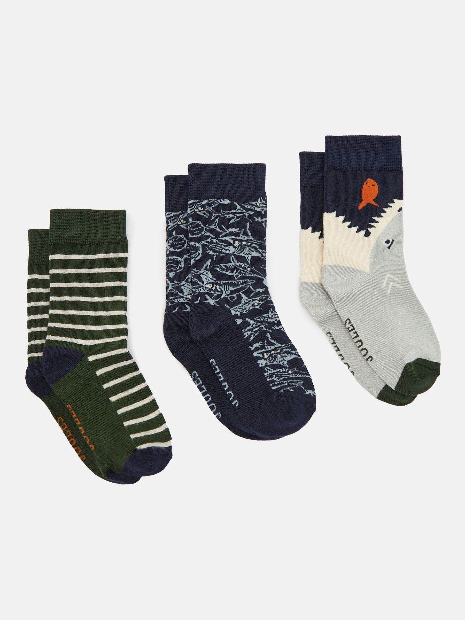 Boys' Neat Feet Green/Navy 3 Pack Socks - Image 1 of 3