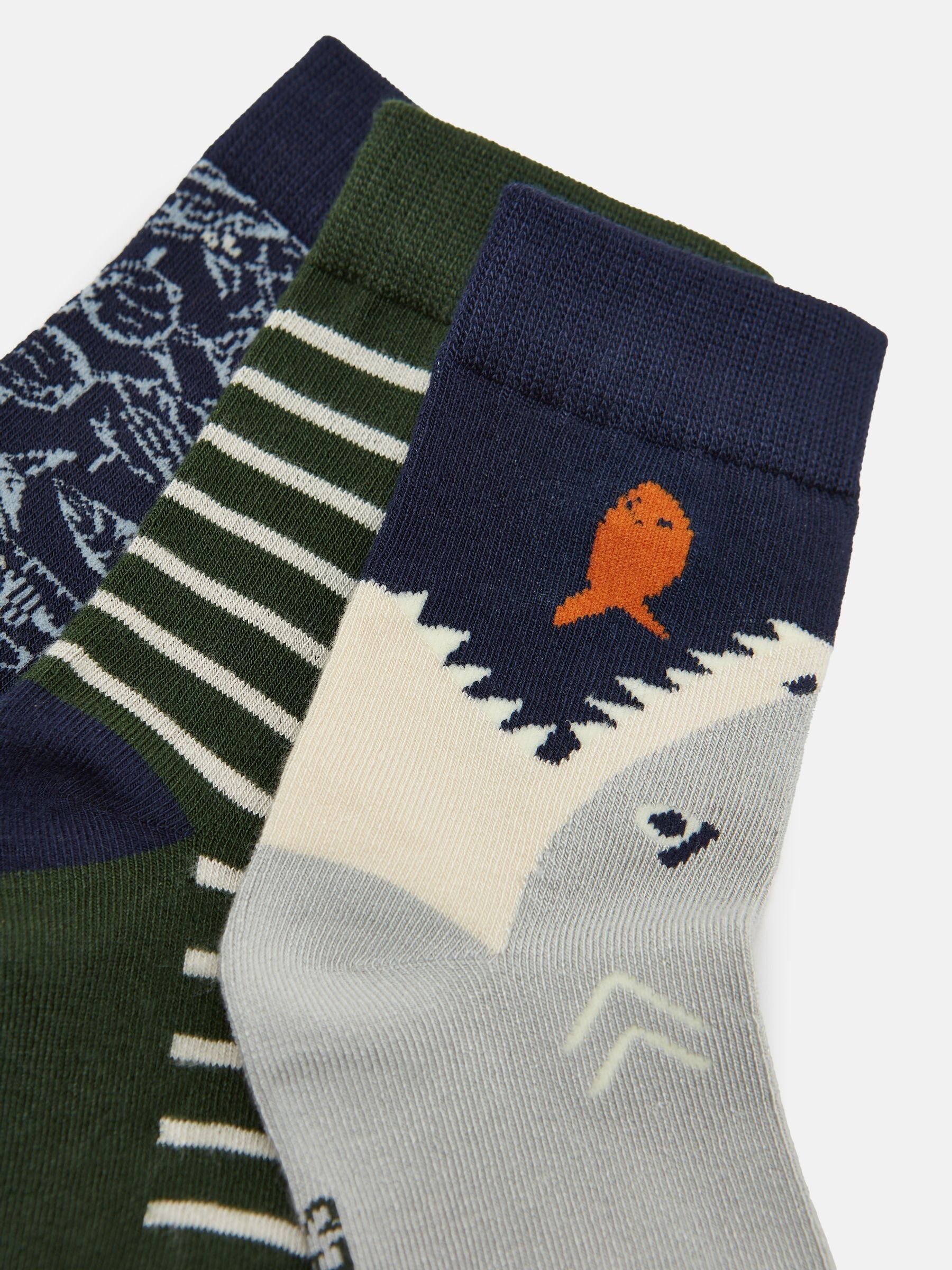 Boys' Neat Feet Green/Navy 3 Pack Socks - Image 2 of 3