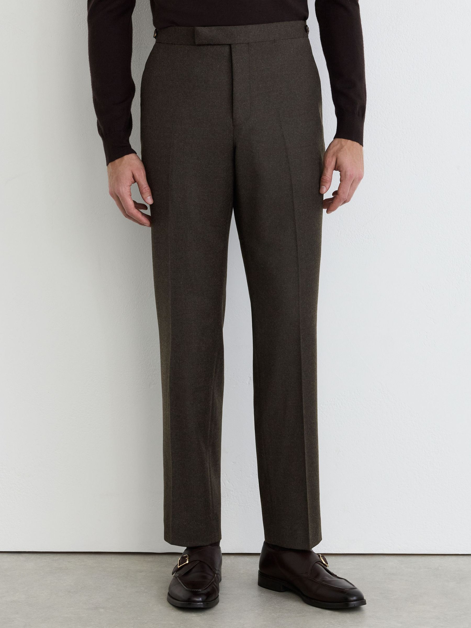 Wool-Blend Flannel Classic-Fit Suit Trousers in Chocolate Brown - Image 3 of 7