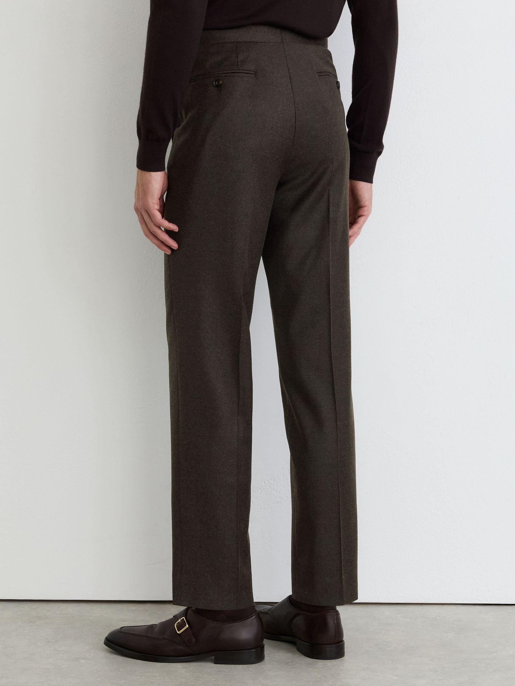 Wool-Blend Flannel Classic-Fit Suit Trousers in Chocolate Brown - Image 5 of 7