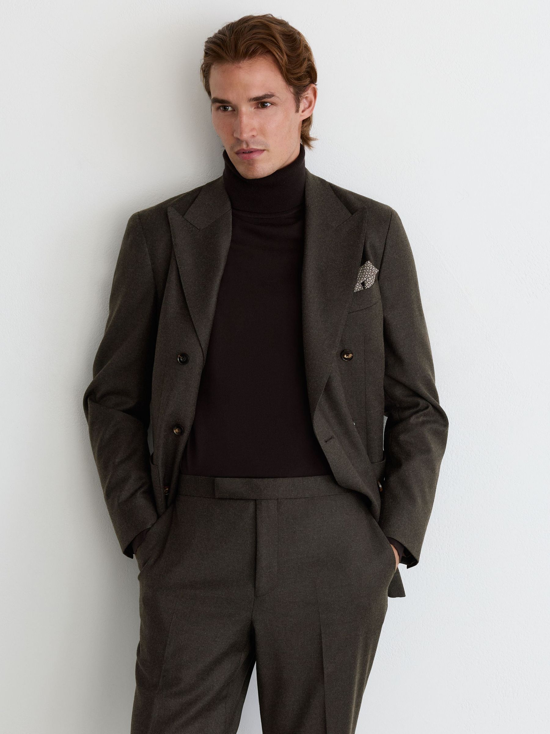 Wool-Blend Flannel Classic-Fit Suit Trousers in Chocolate Brown - Image 6 of 7
