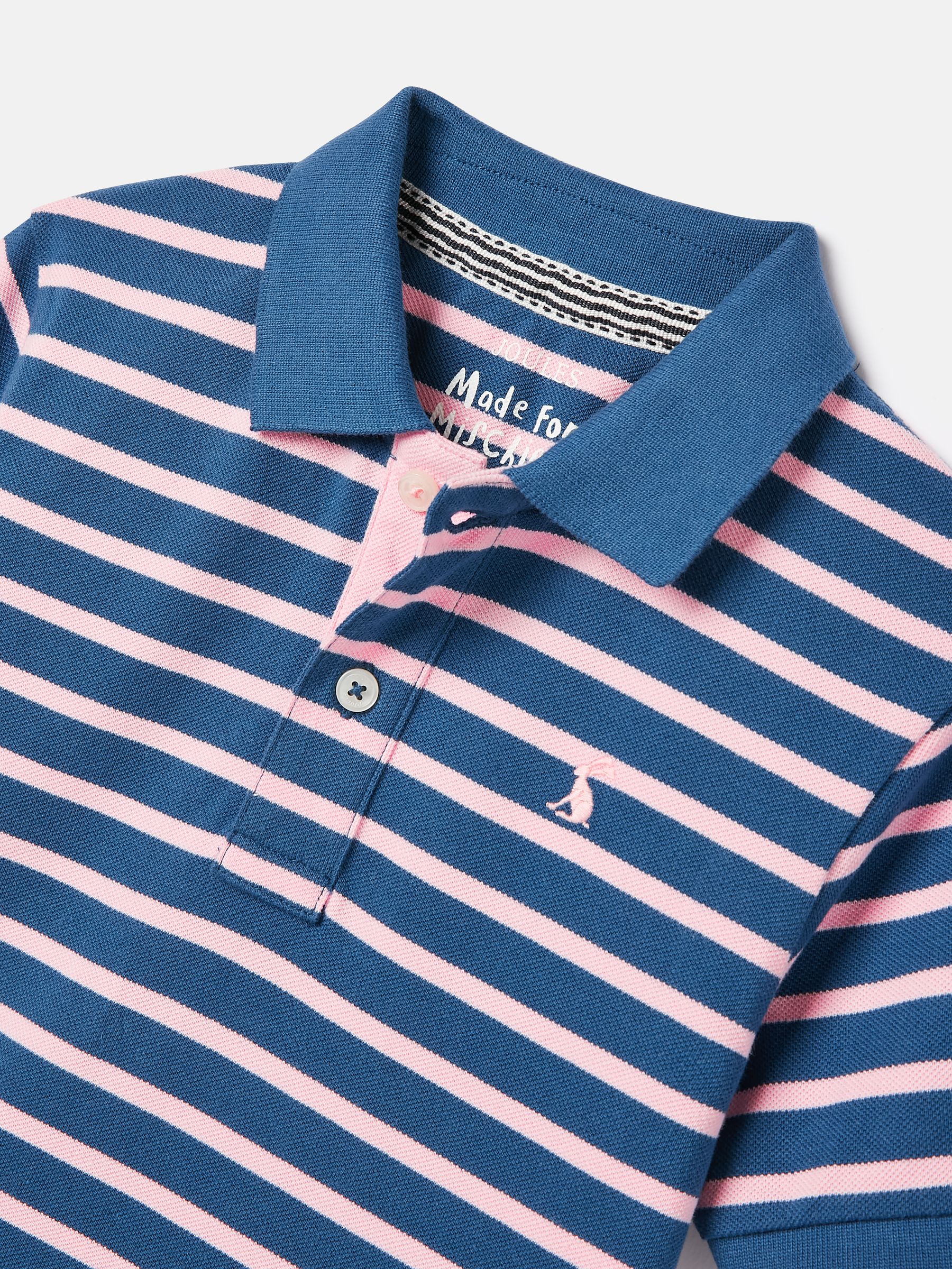 Boys' Filbert Pink Striped Pique Cotton Polo Shirt - Image 3 of 5