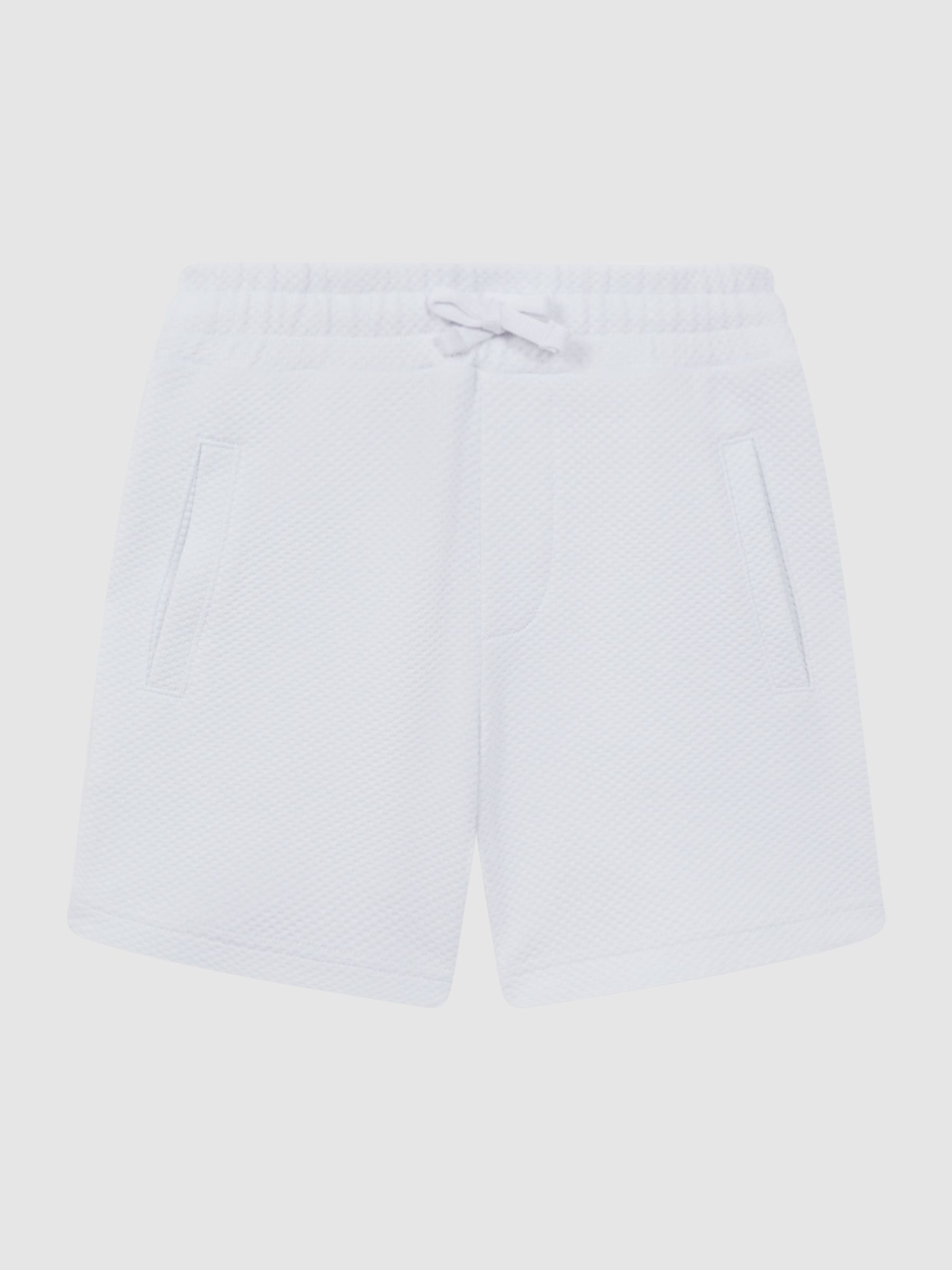 Senior Slim Fit Textured Drawstring Shorts in White - Image 2 of 6