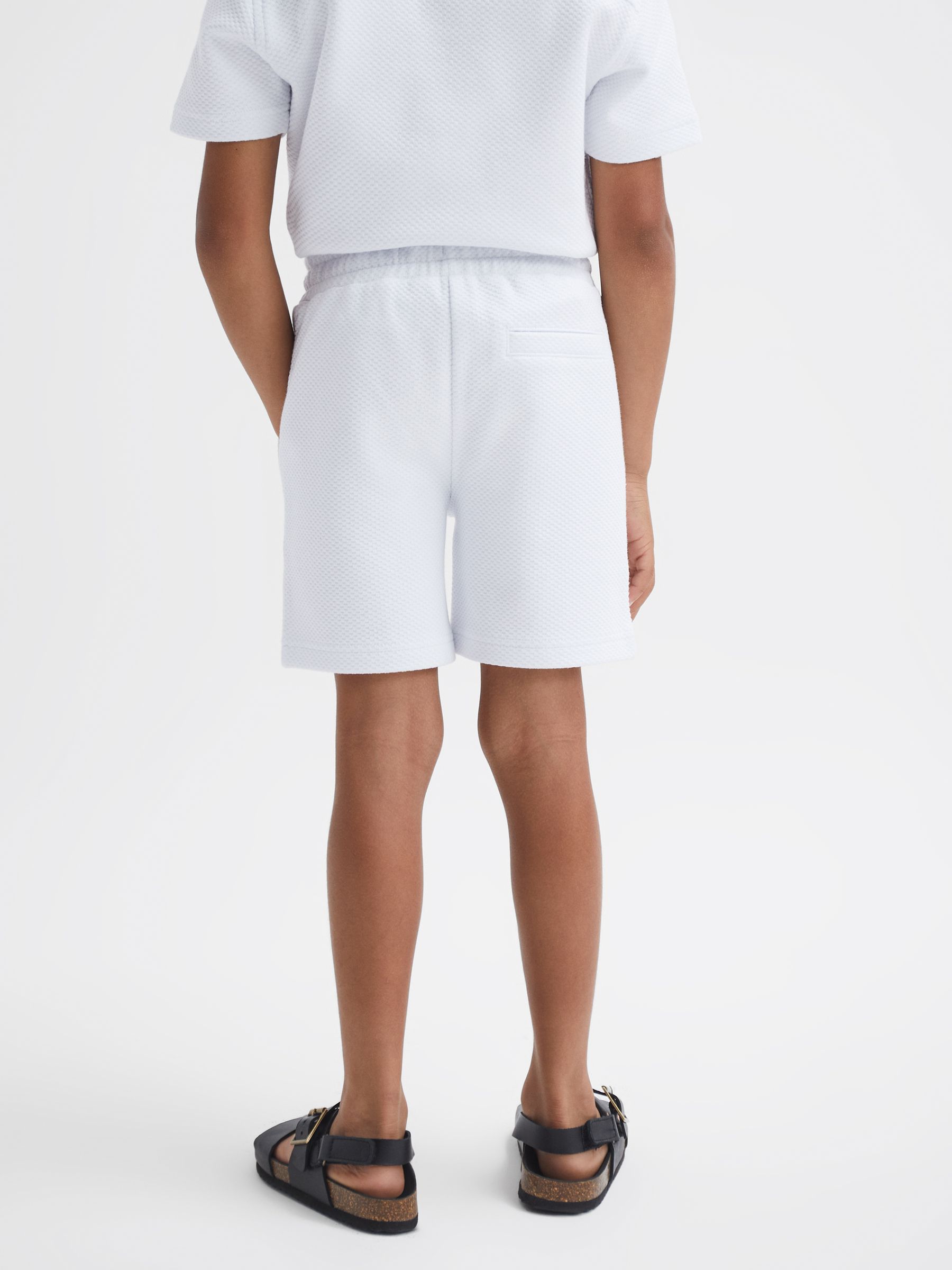 Senior Slim Fit Textured Drawstring Shorts in White - Image 5 of 6