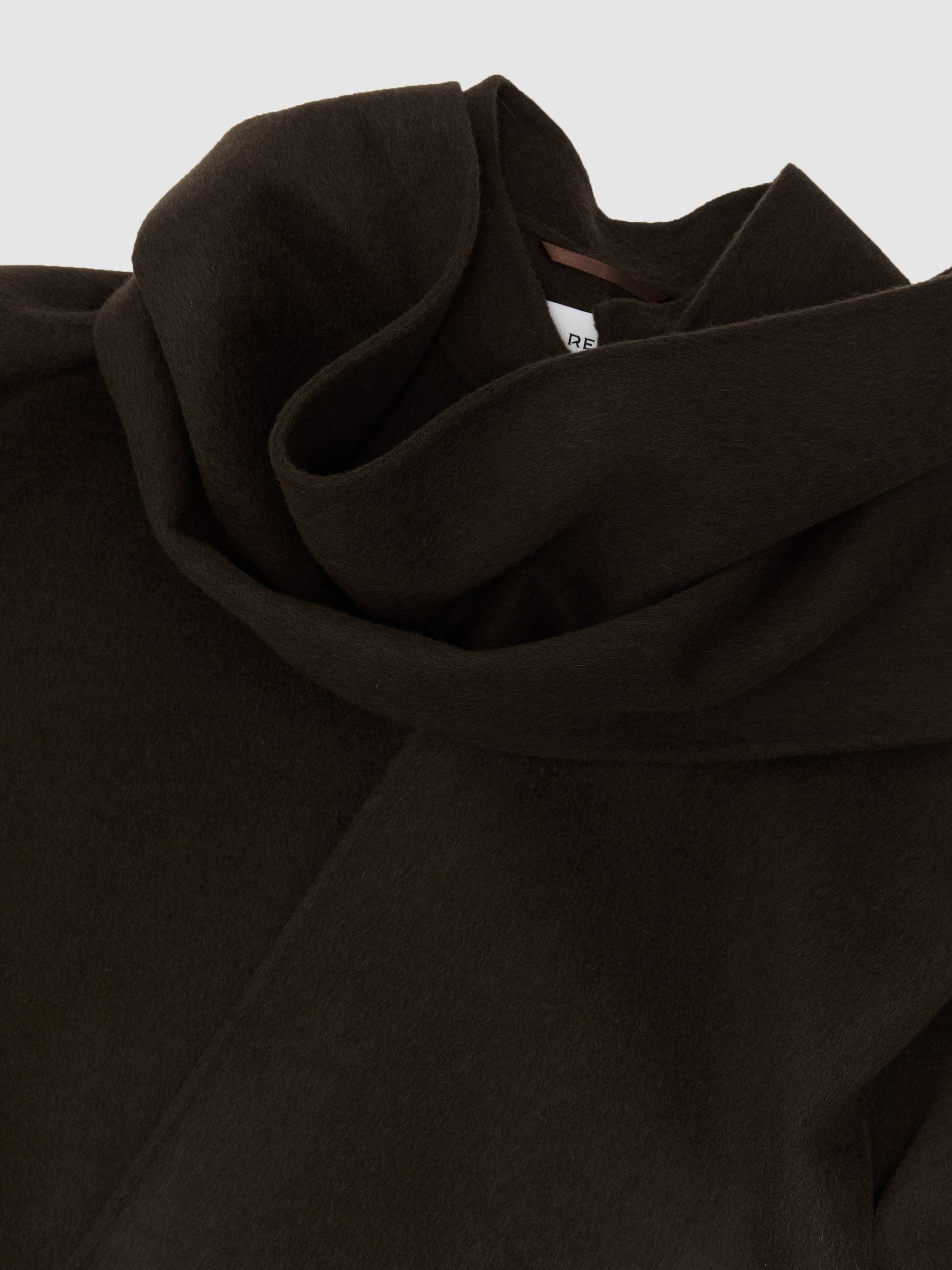 Petite Wool-Blend Long Blind-Seam Scarf Coat in Chocolate Brown - Image 9 of 10