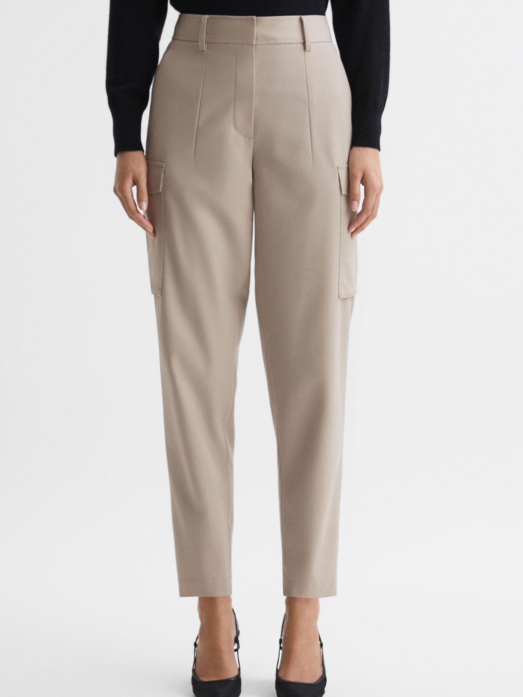 Petite Mid Rise Cargo Trousers in Neutral - Image 3 of 6