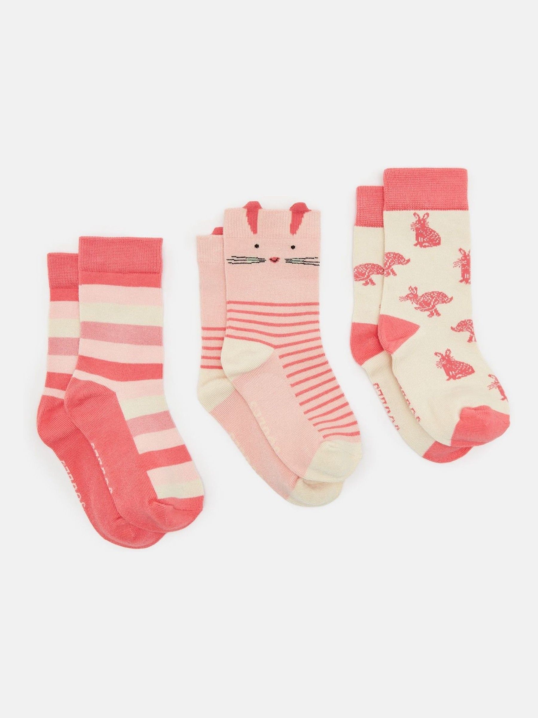 Girls' Neat Feet Pink 3 Pack Socks - Image 1 of 3 Girls' Neat Feet Pink 3 Pack Socks - Image 1 of 3