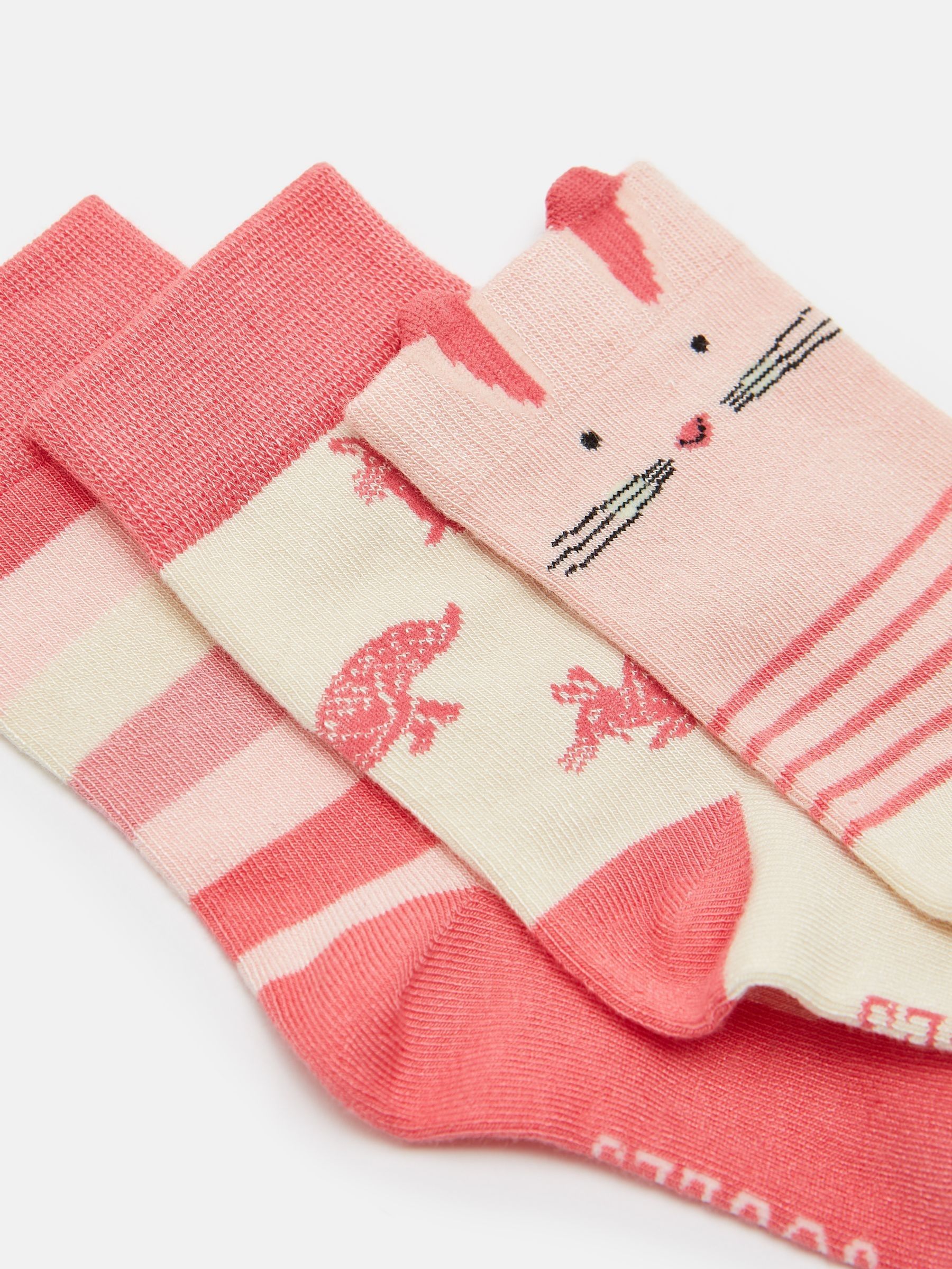 Girls' Neat Feet Pink 3 Pack Socks - Image 3 of 3 Girls' Neat Feet Pink 3 Pack Socks - Image 3 of 3